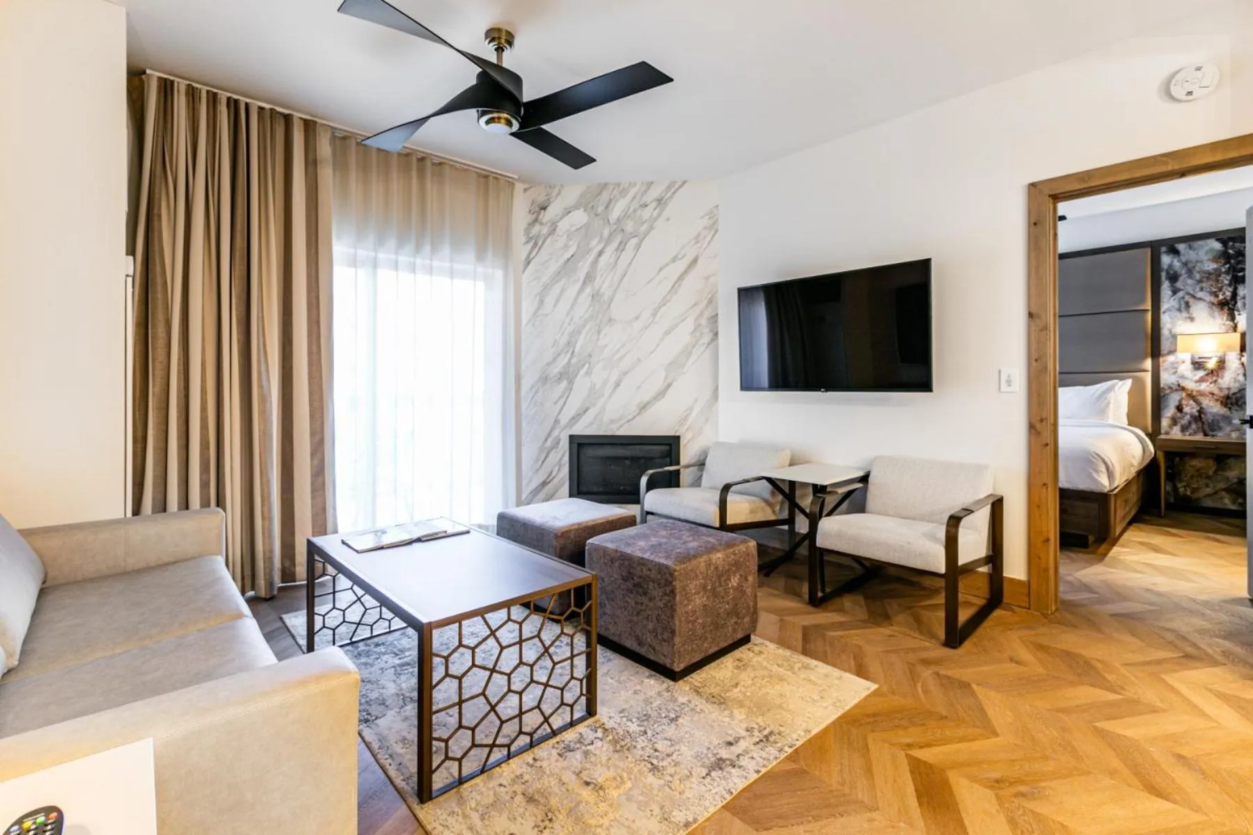 Living room in Condos at Canyons Resort by White Pines