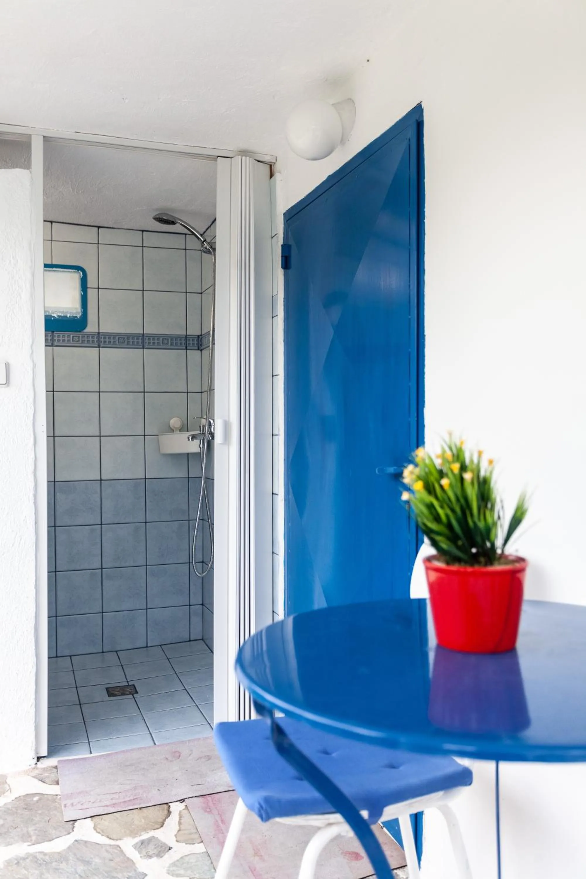 Shower in Navy Greece Villa with swimming pool & sea view