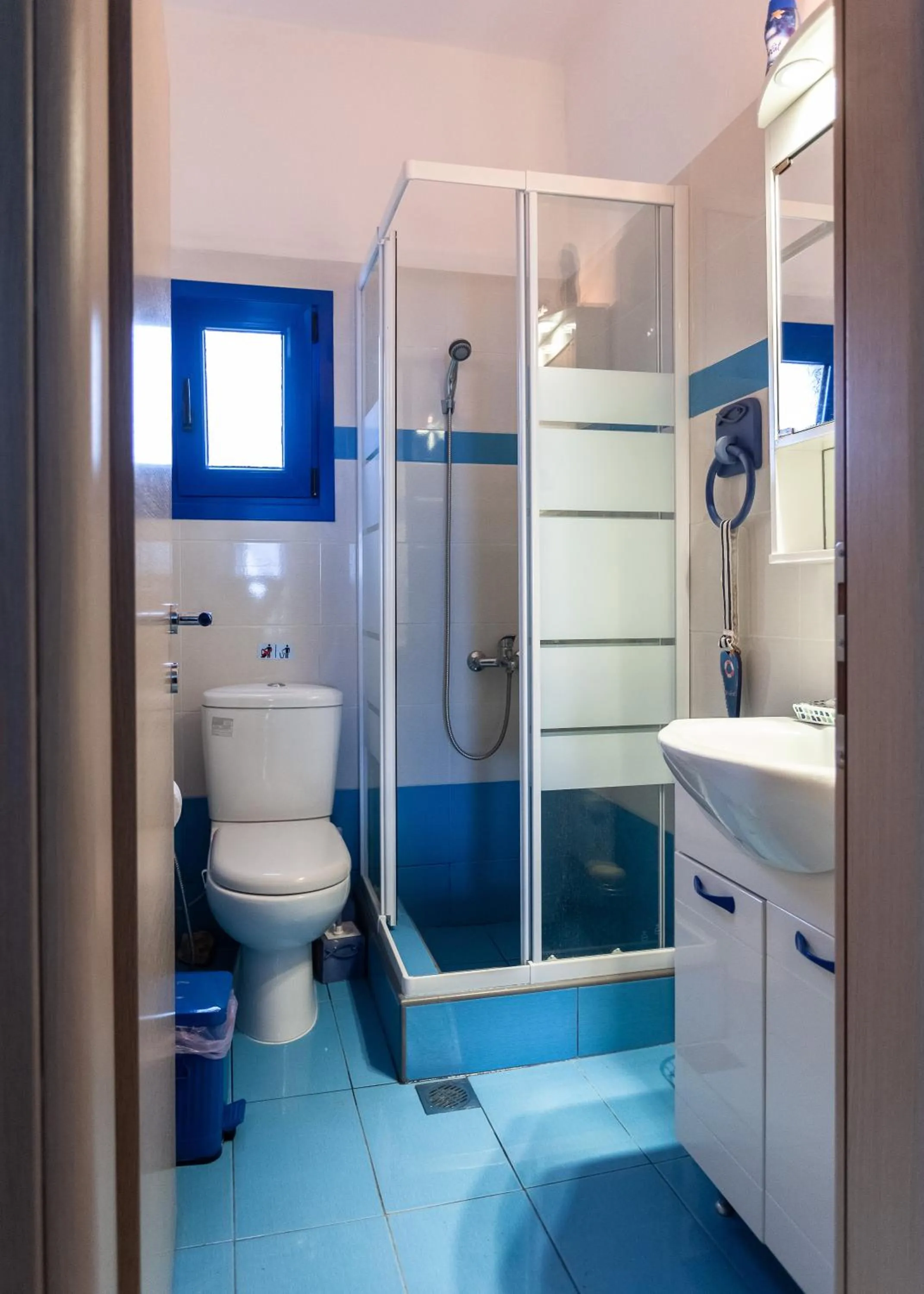 Shower in Navy Greece Villa with swimming pool & sea view