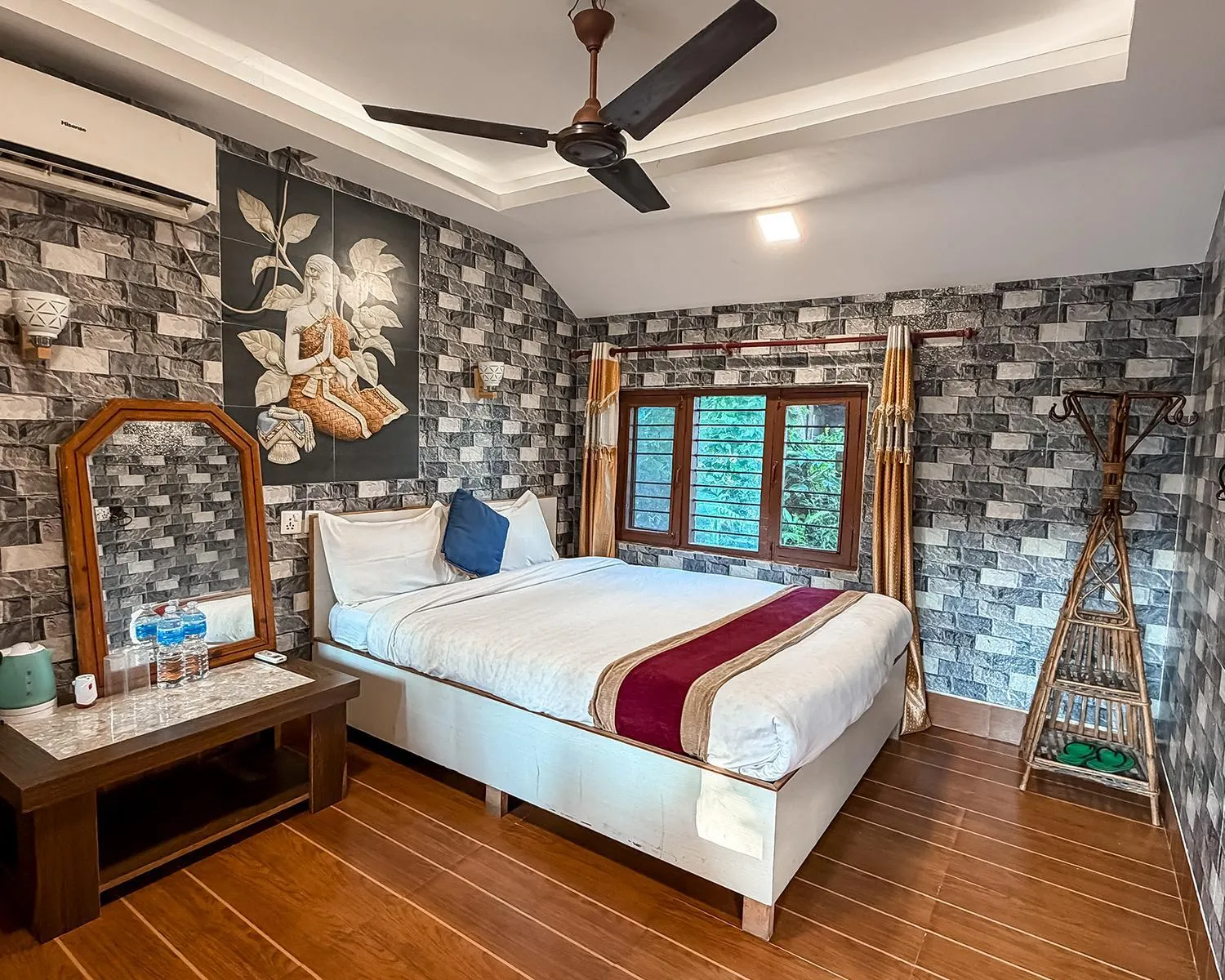 Coffee/tea facilities, Bed in Chitwan Forest Resort with swimming pool , Chitwan National Park