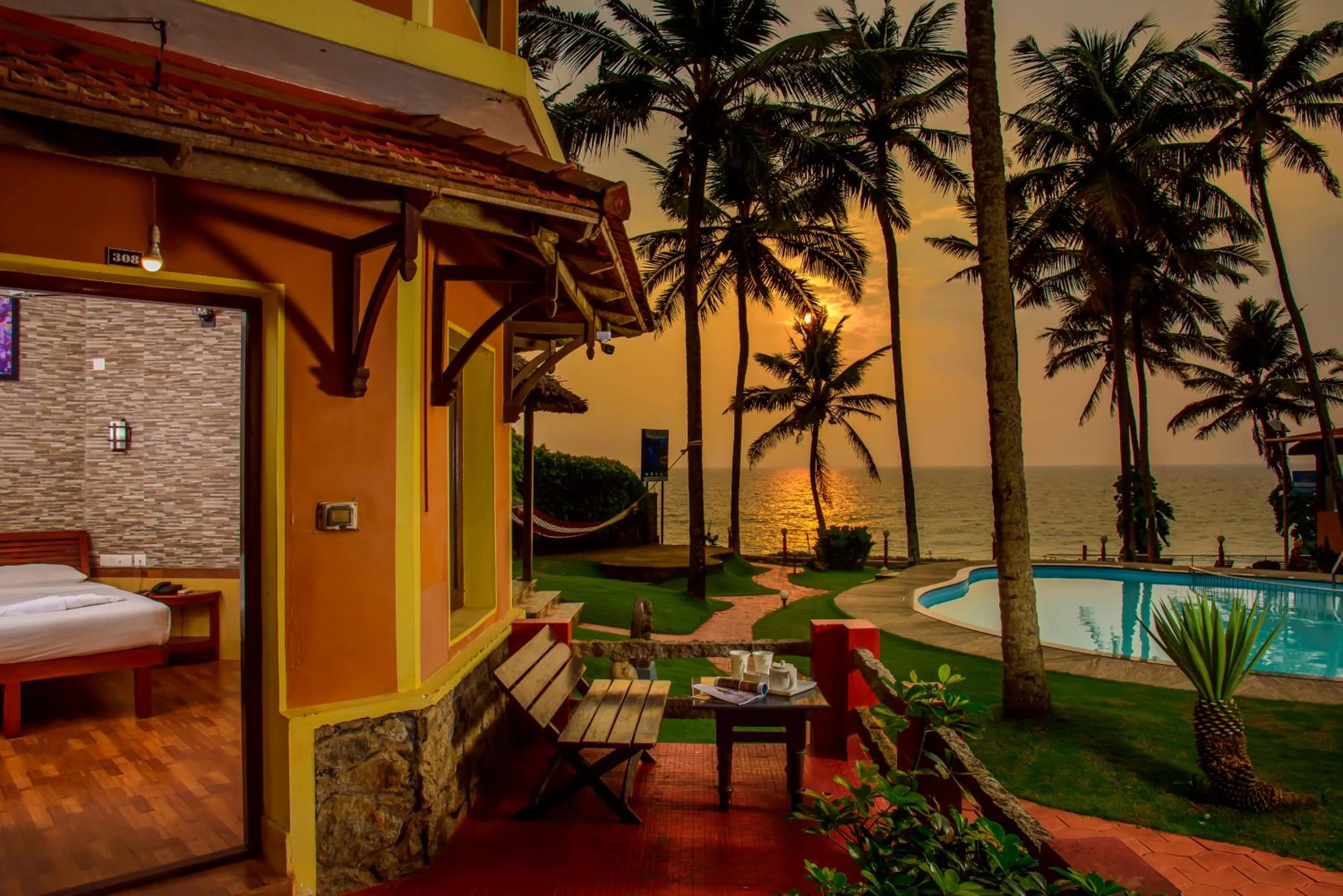 Patio in Krishnatheeram Ayur Holy Beach Resorts