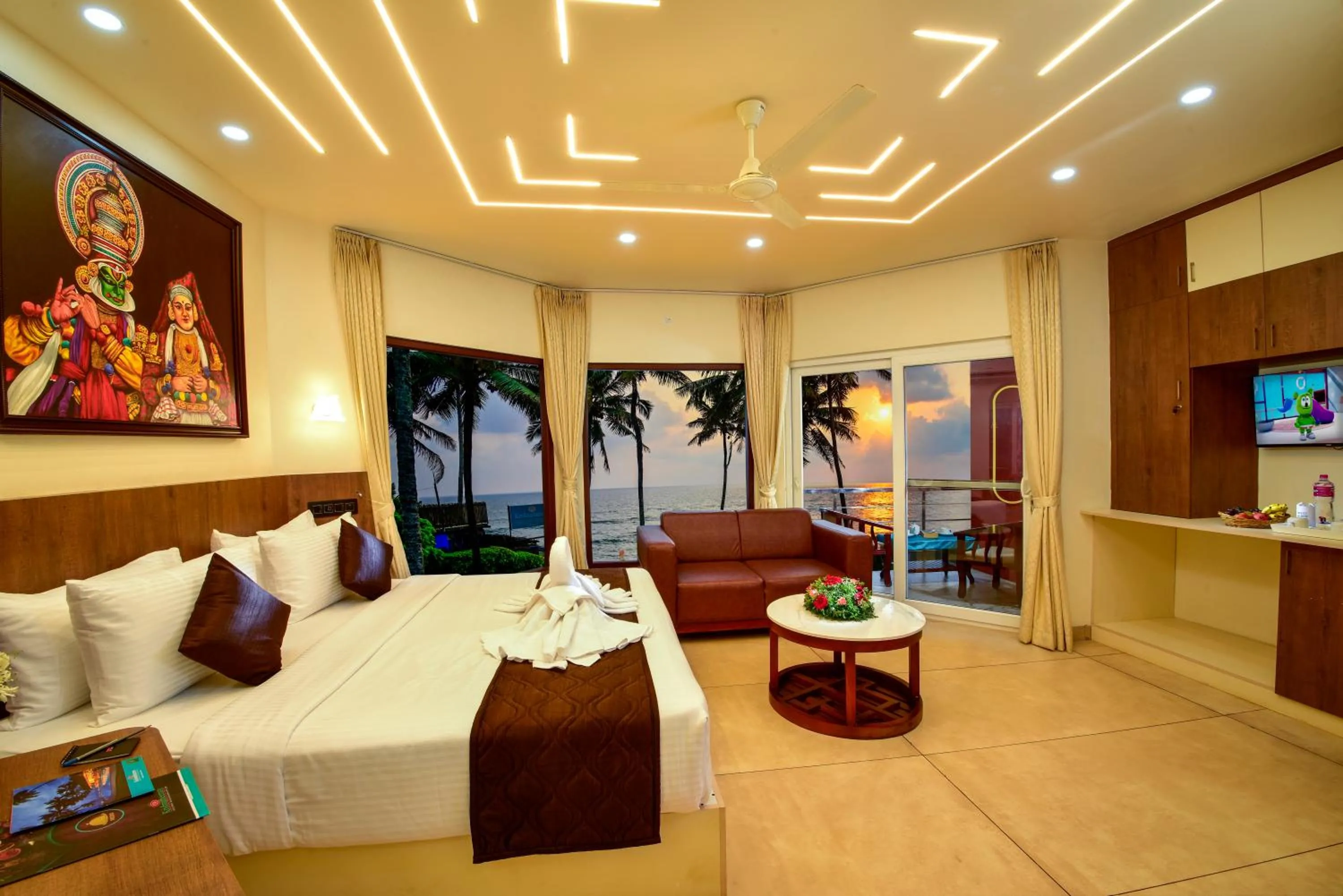 View (from property/room), Bed in Krishnatheeram Ayur Holy Beach Resorts