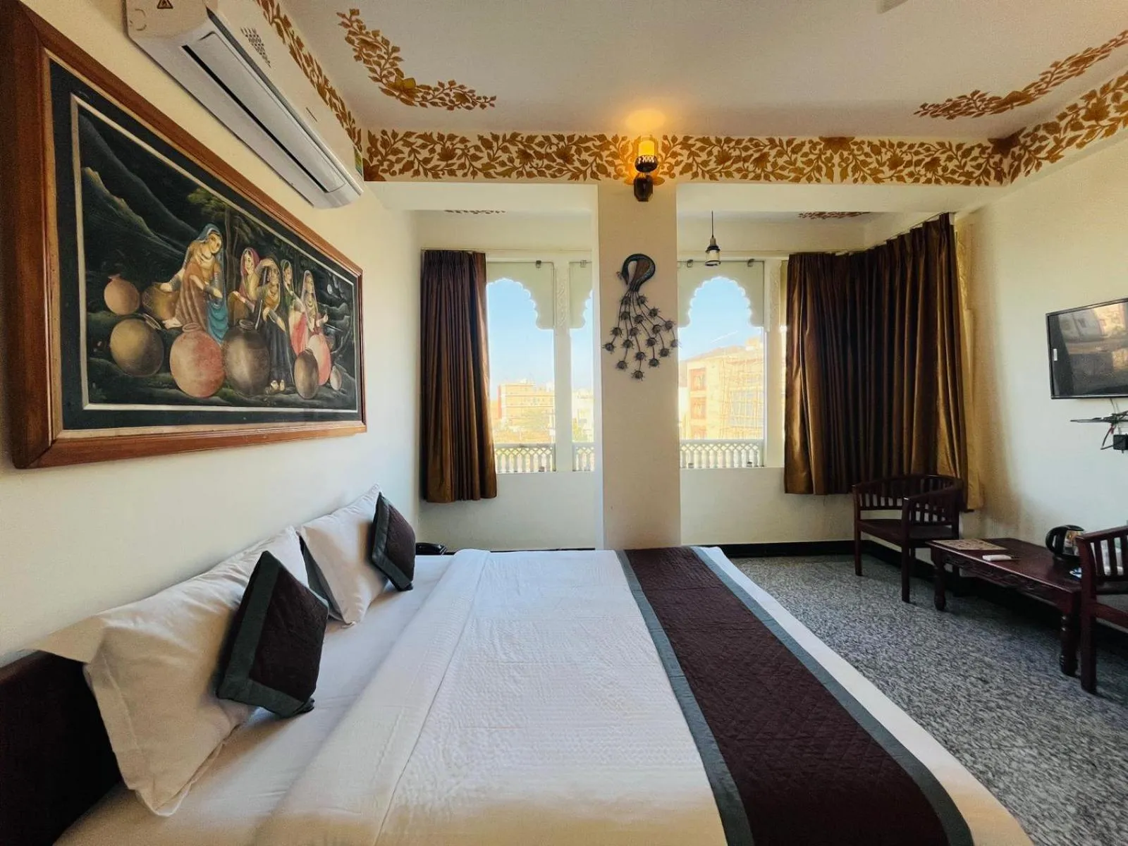 Living room, Bed in Teerth Palace Pushkar