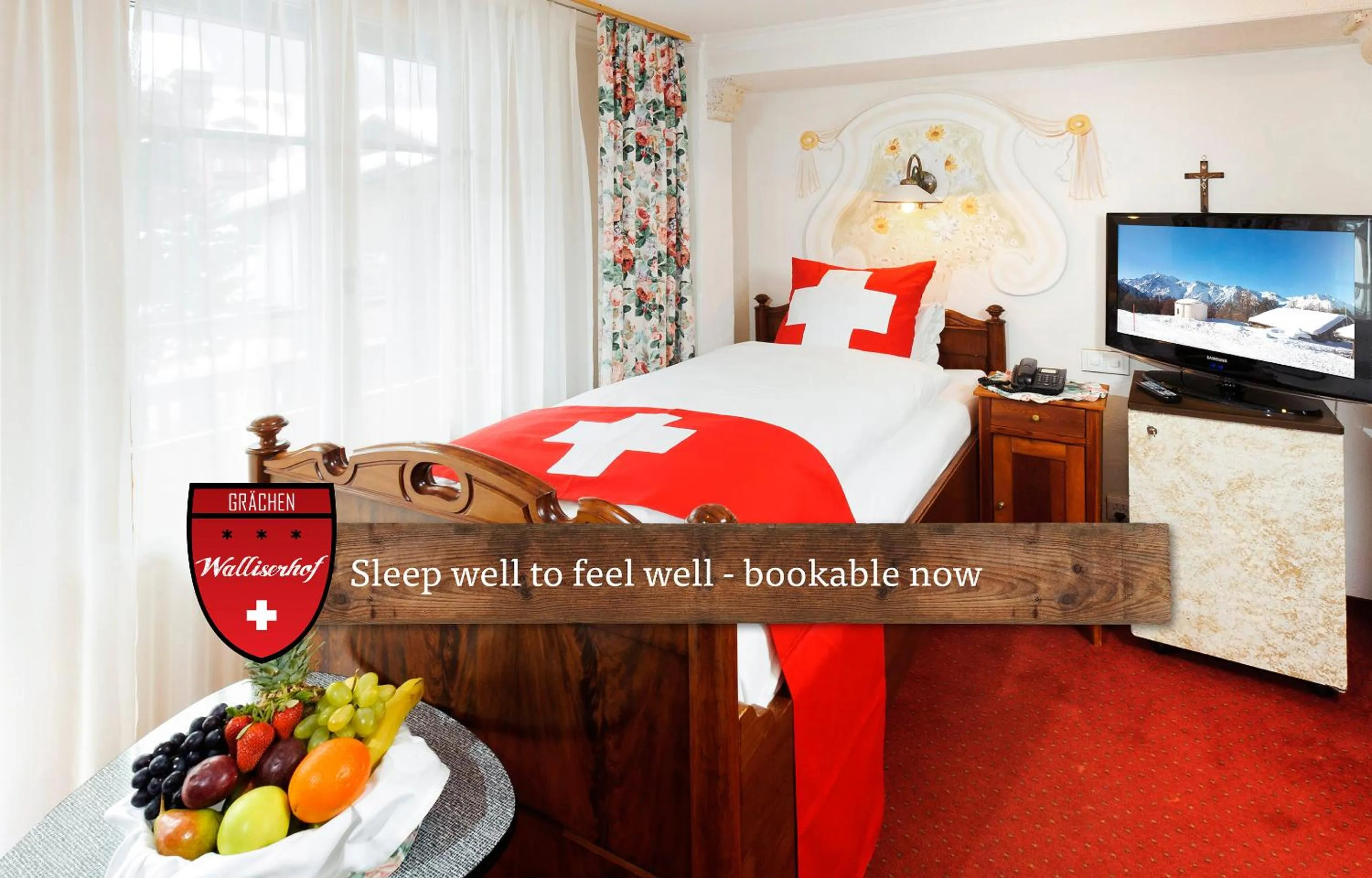 Bed in Hotel Walliserhof - The Dom Collection