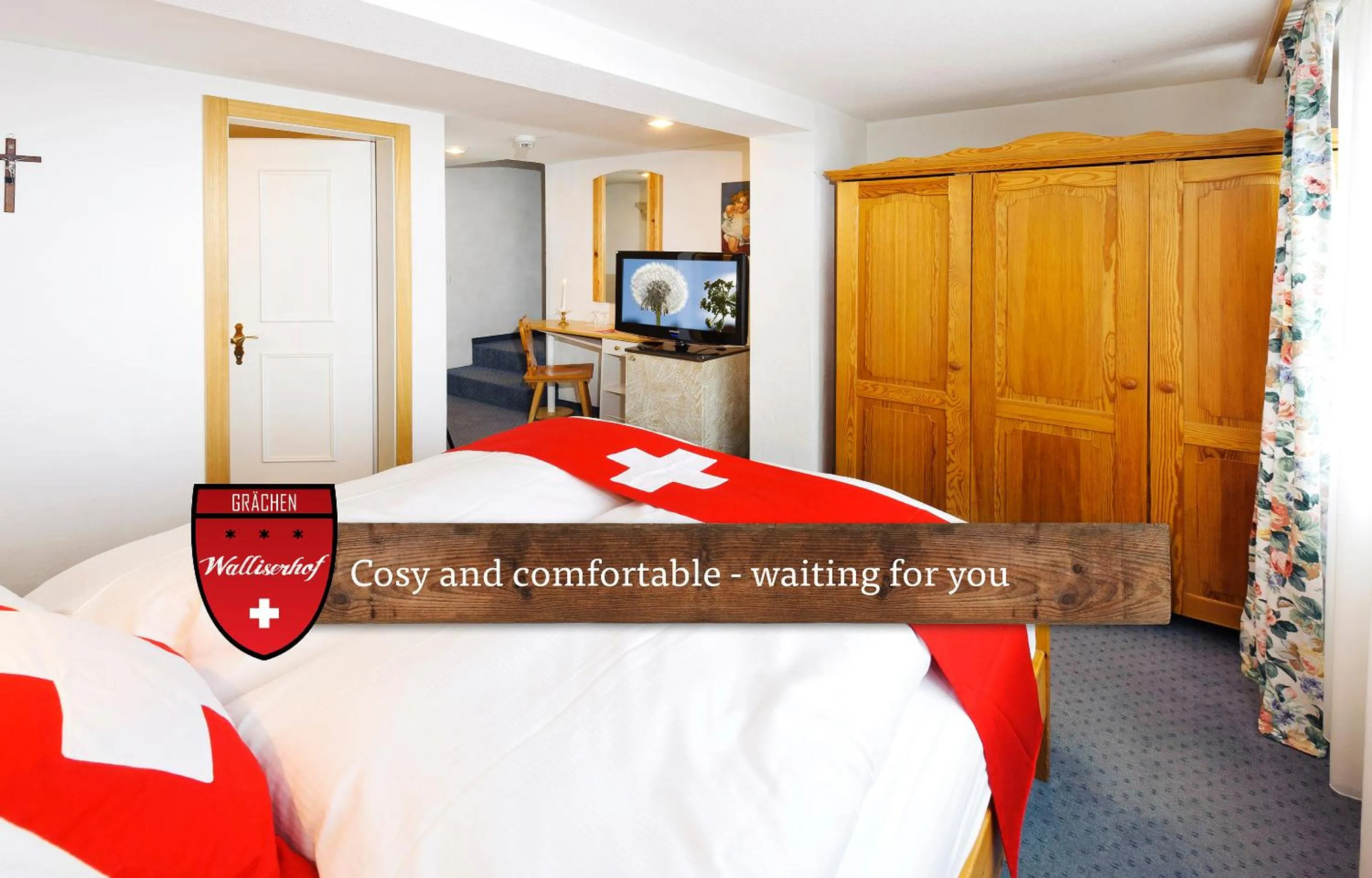 Bed in Hotel Walliserhof - The Dom Collection