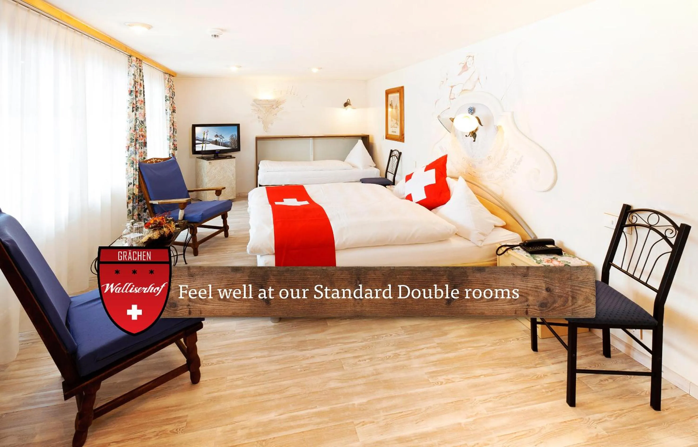 TV and multimedia, Bed in Hotel Walliserhof - The Dom Collection