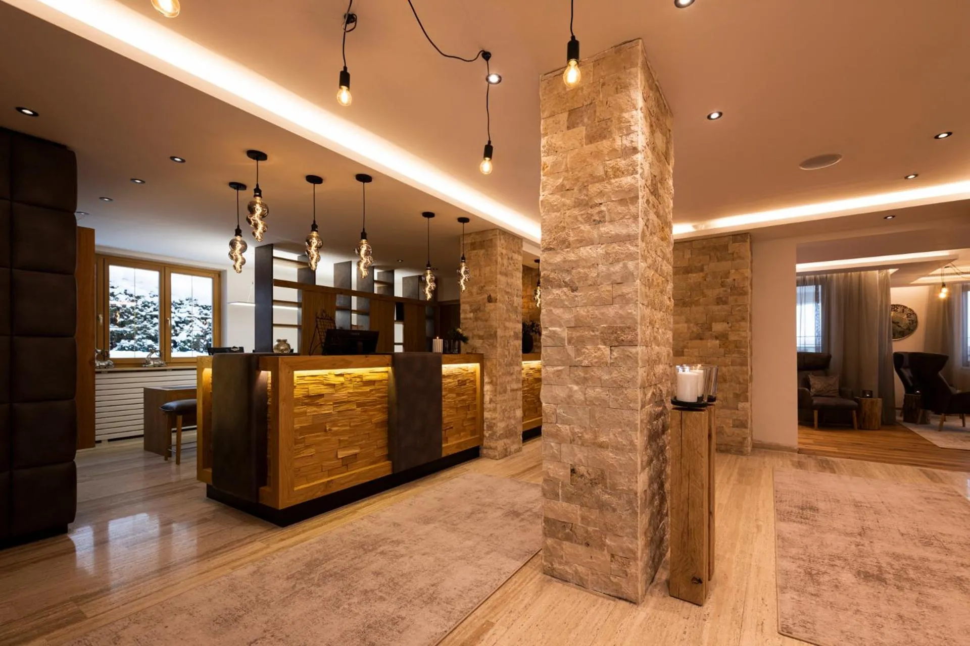 Lobby or reception in Hotel Brugger
