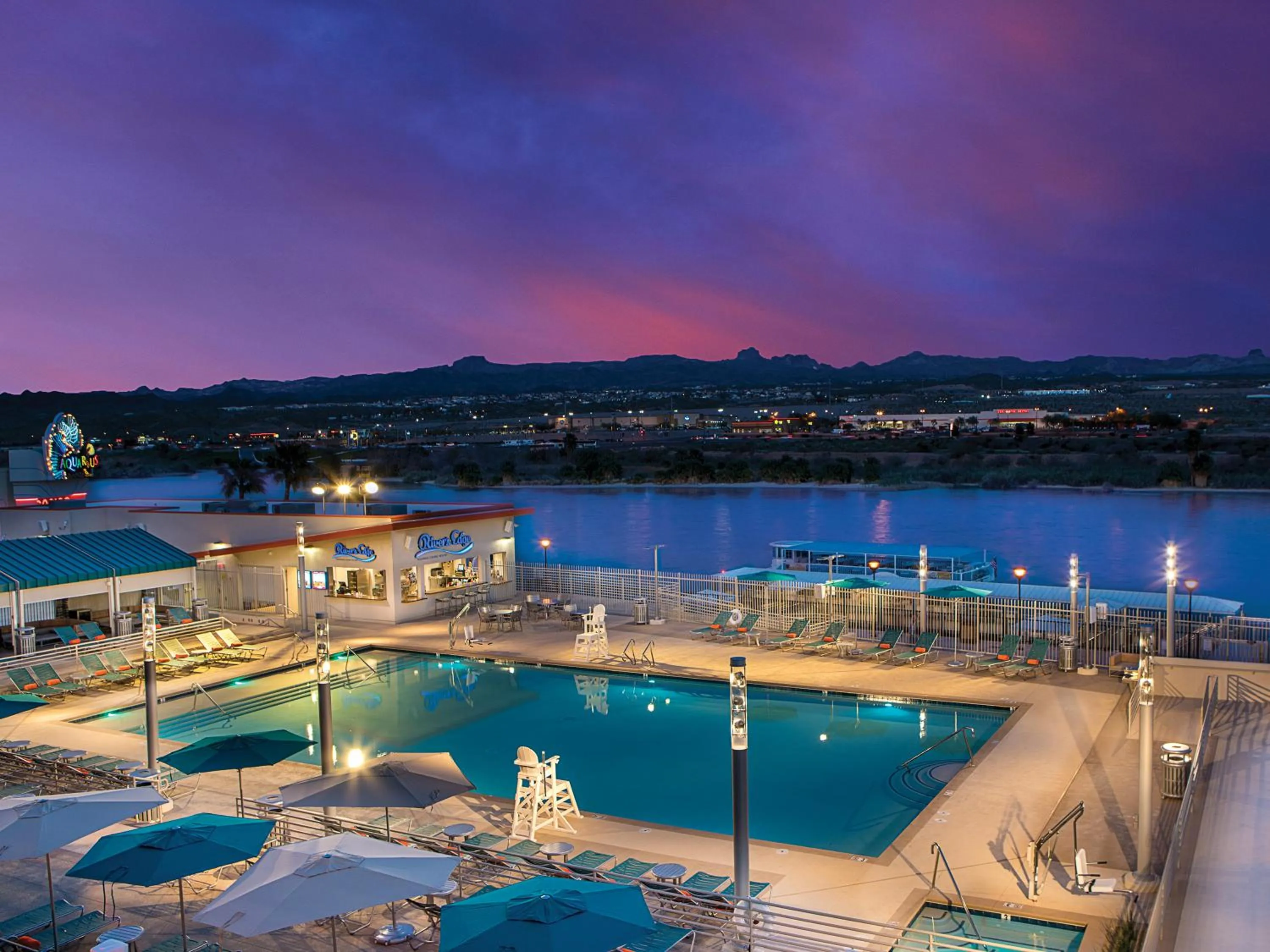 Pool view in Aquarius Casino Resort