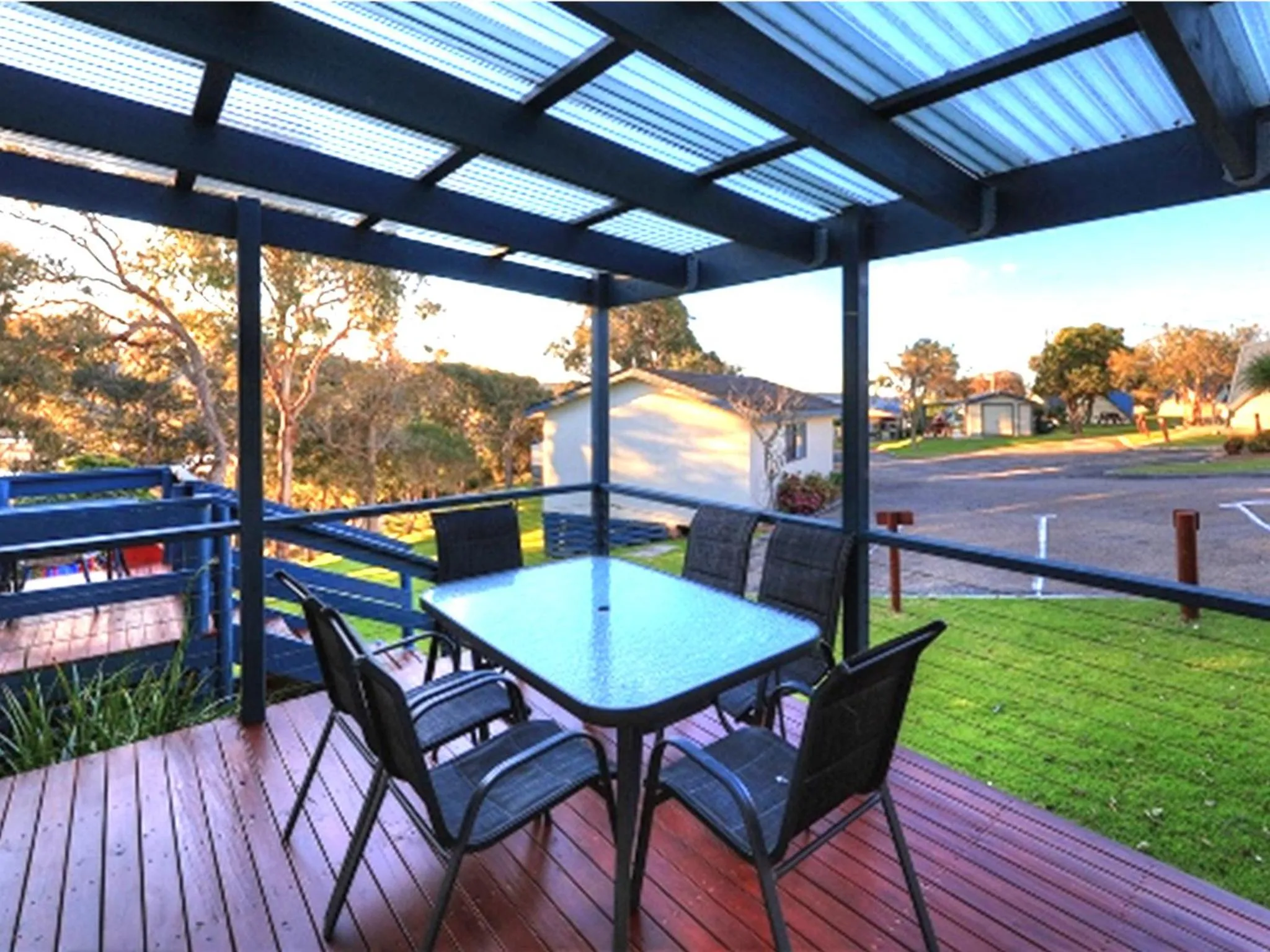Patio in Beach Cabins Merimbula
