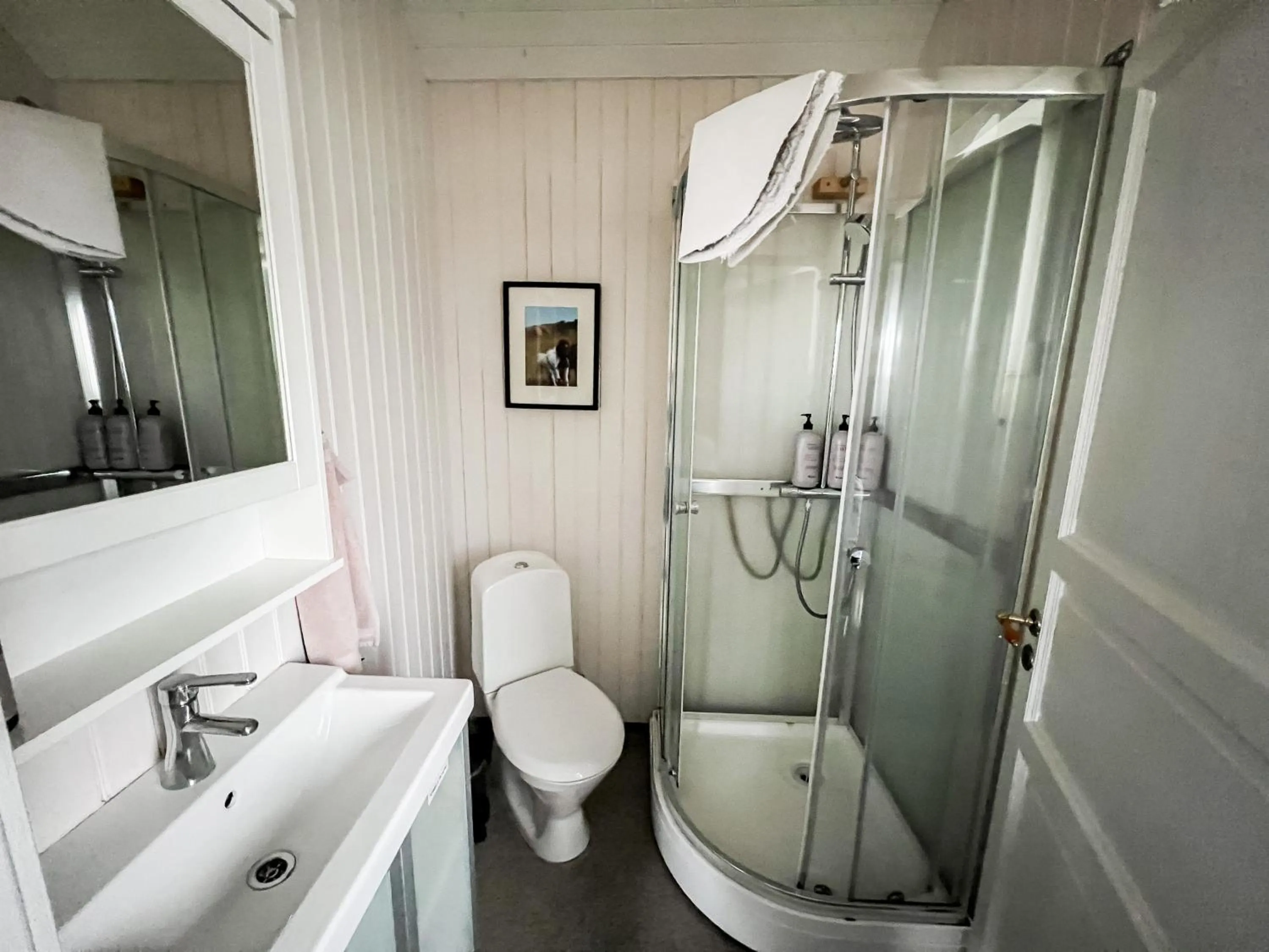 Shower in Garður Apartments