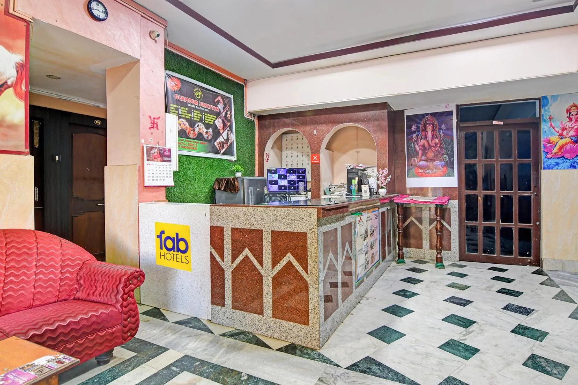 Lobby or reception in FabHotel Sai Sagar Residency