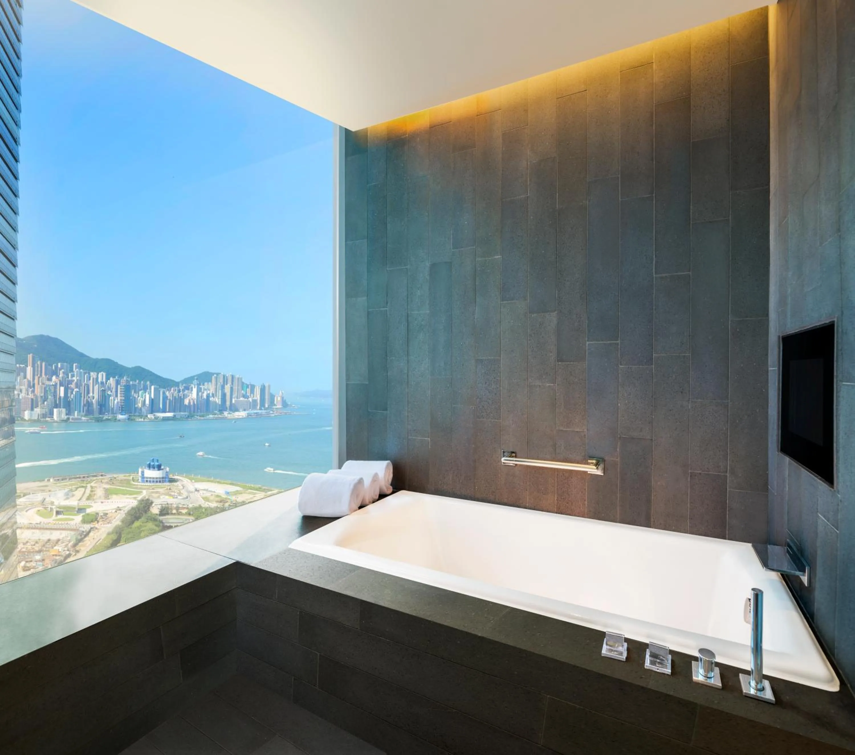 Bathroom, Bed in W Hong Kong