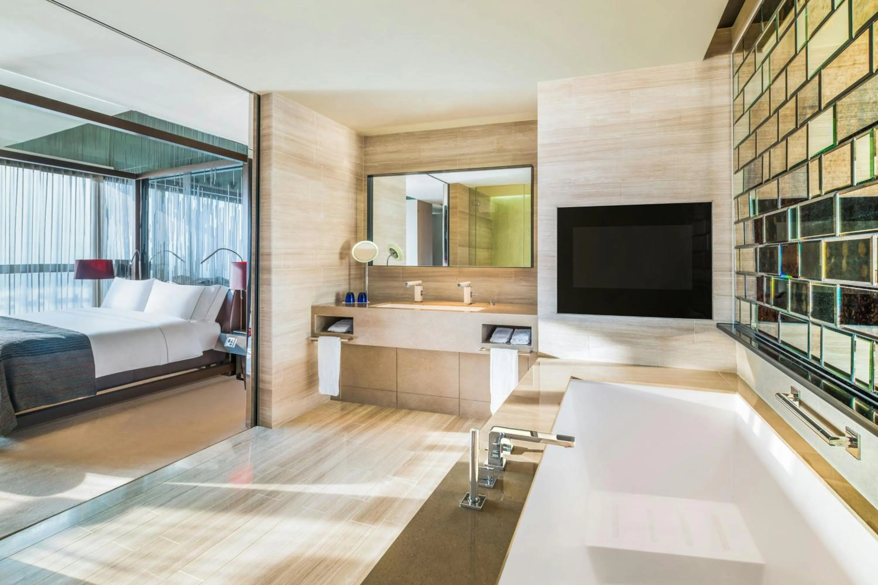 Bathroom, Bed in W Hong Kong