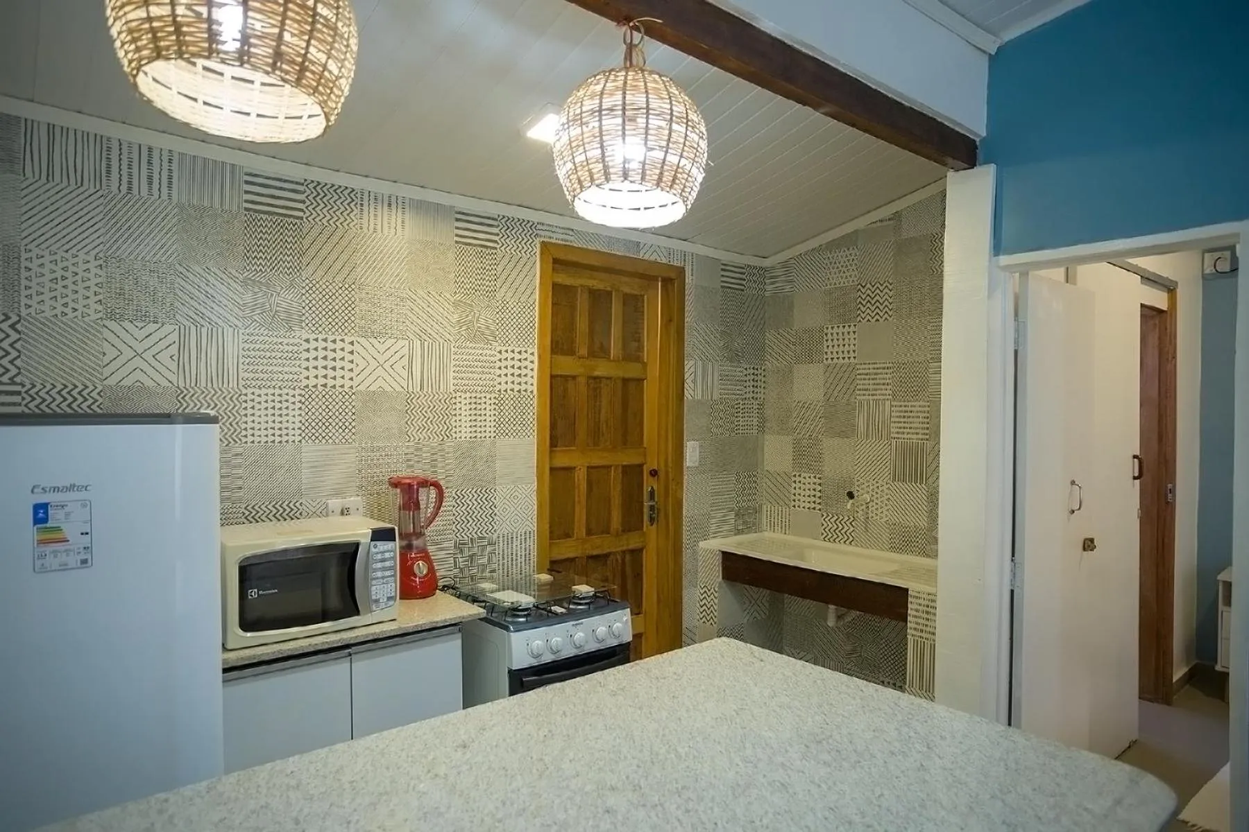 Kitchen or kitchenette, Bed in Pousada Aldeia Portuguesa