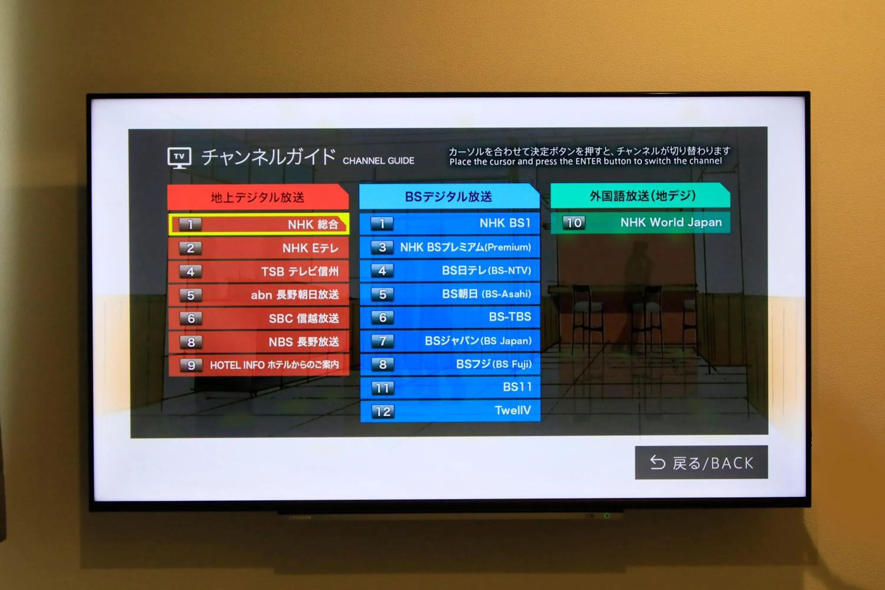 TV and multimedia in Hotel NewNagano NeXT