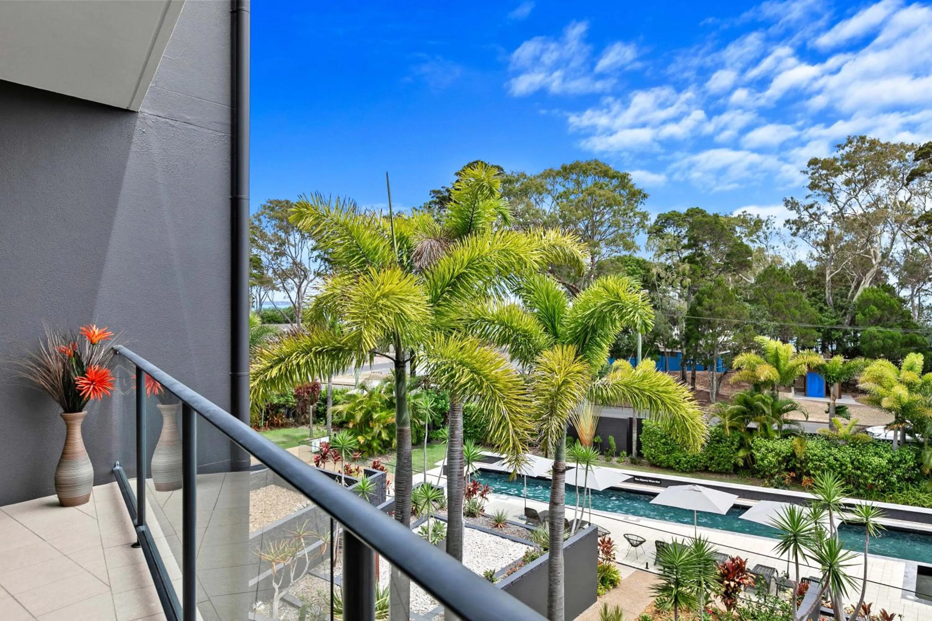 Pool view in The Bay Apartments
