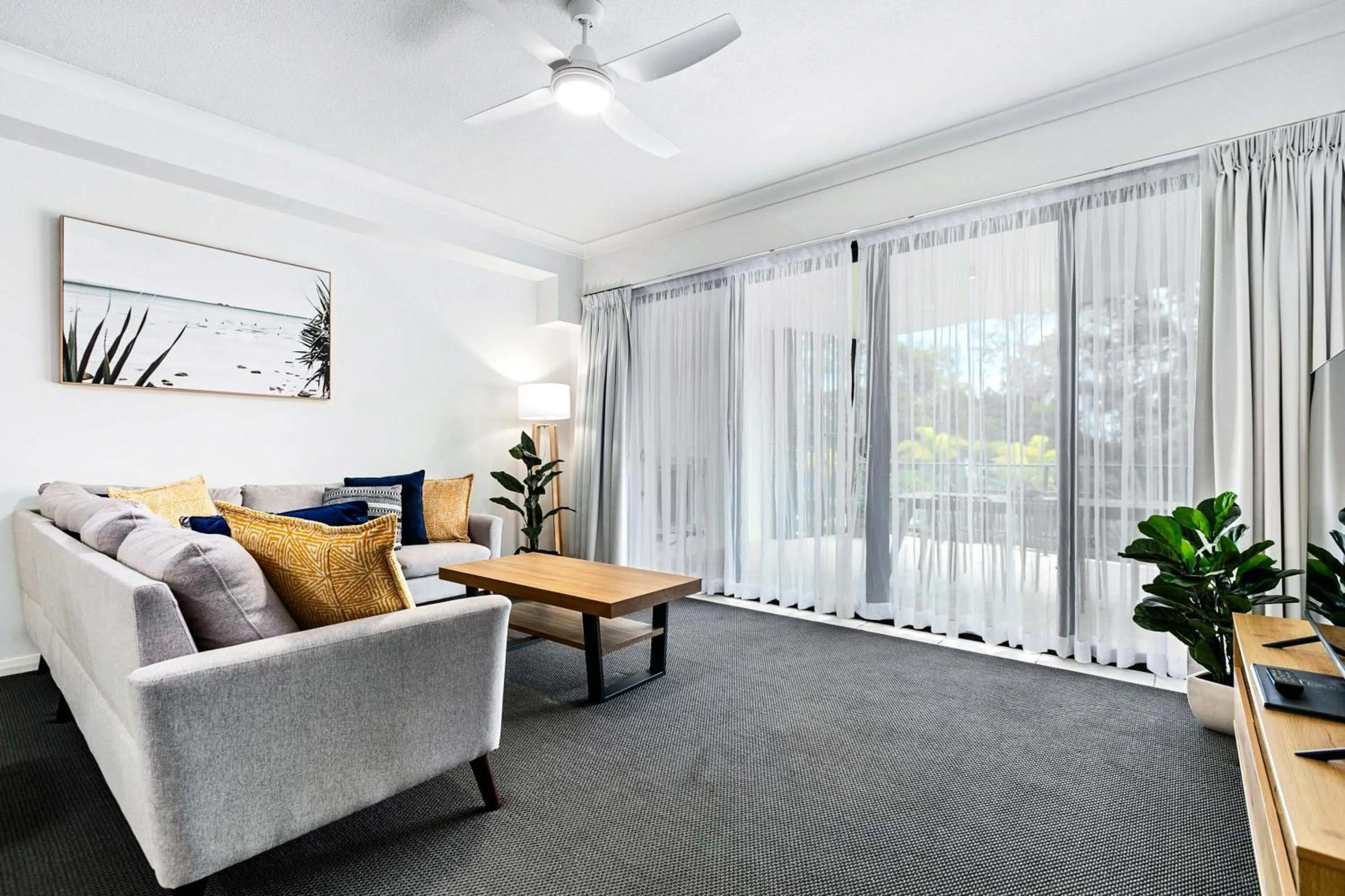 Living room in The Bay Apartments