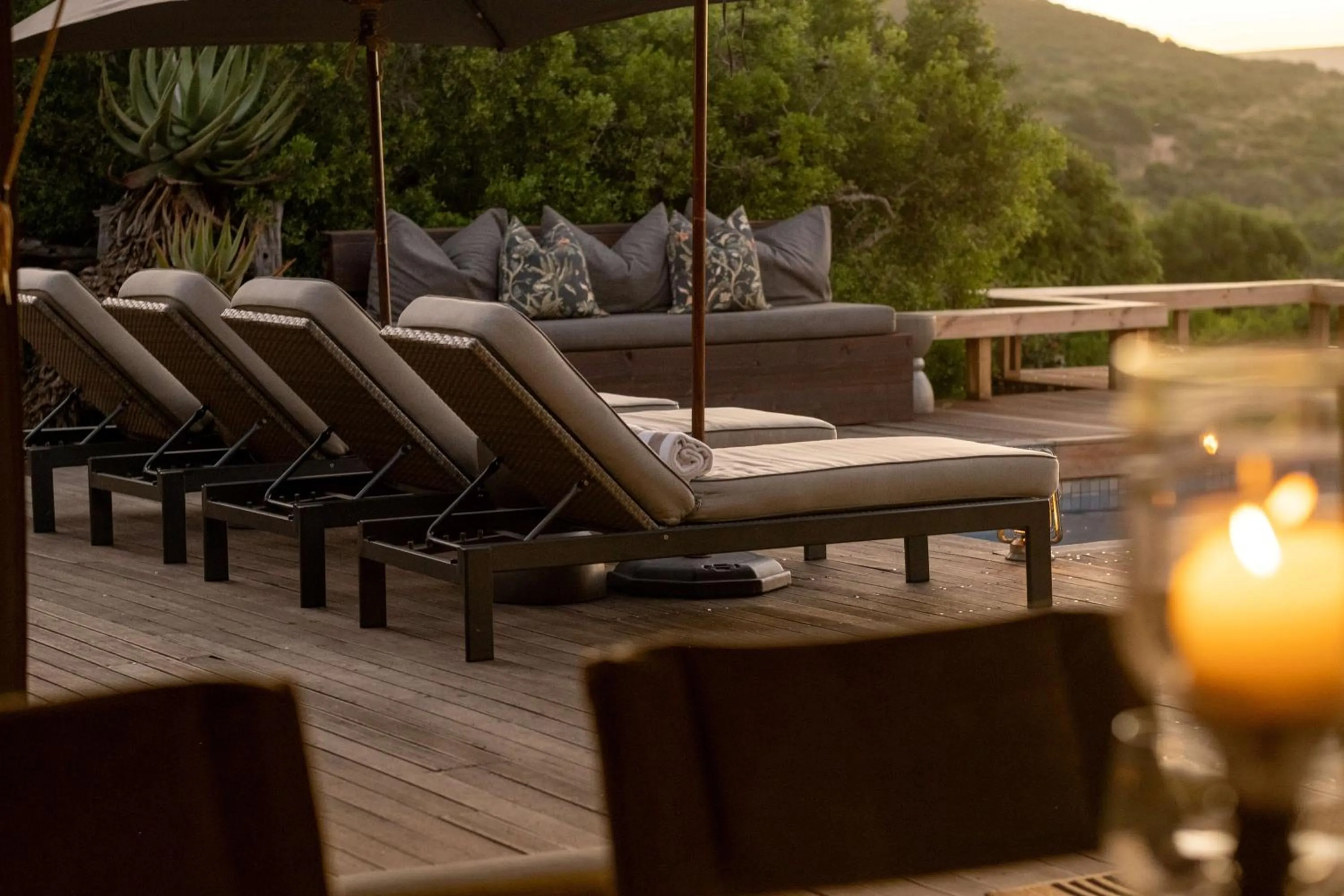 sunbed in HillsNek Safari Camp – Amakhala Game Reserve