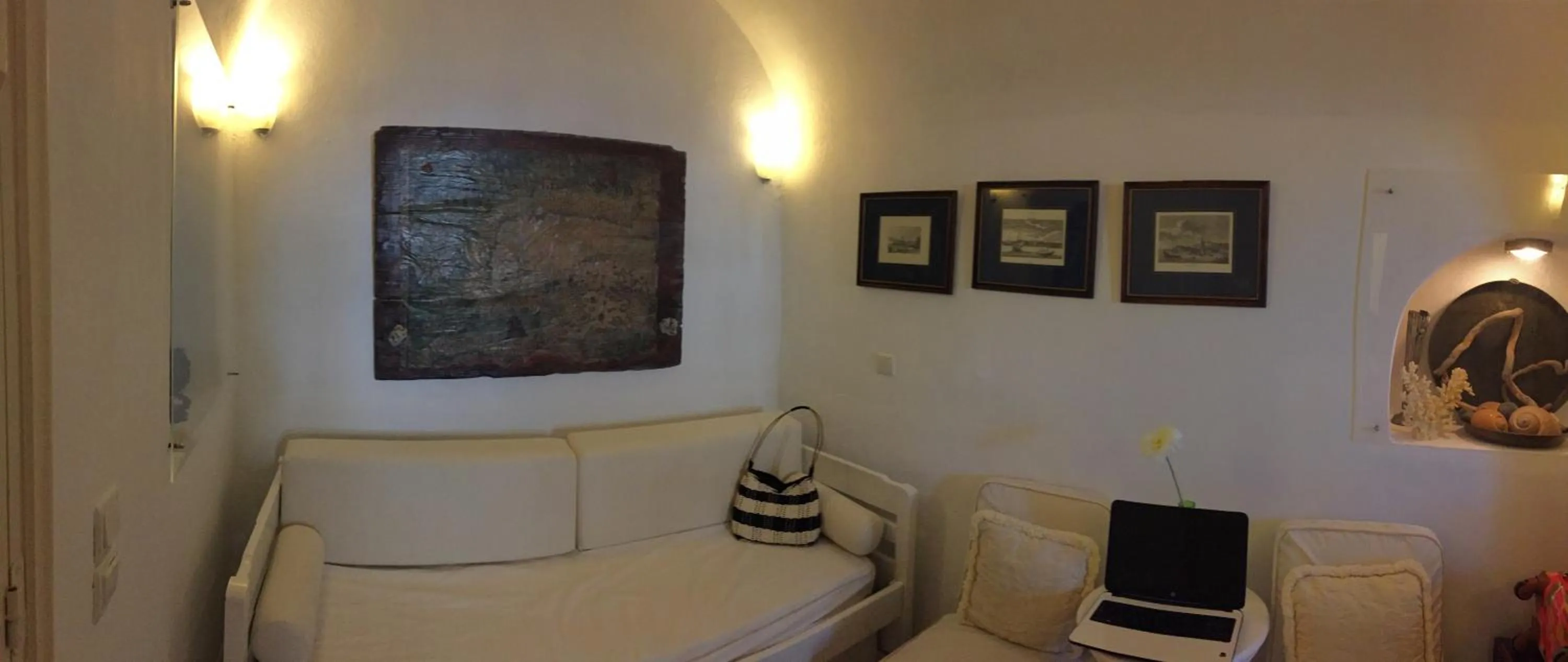 Seating area in Timedrops Santorini Villas