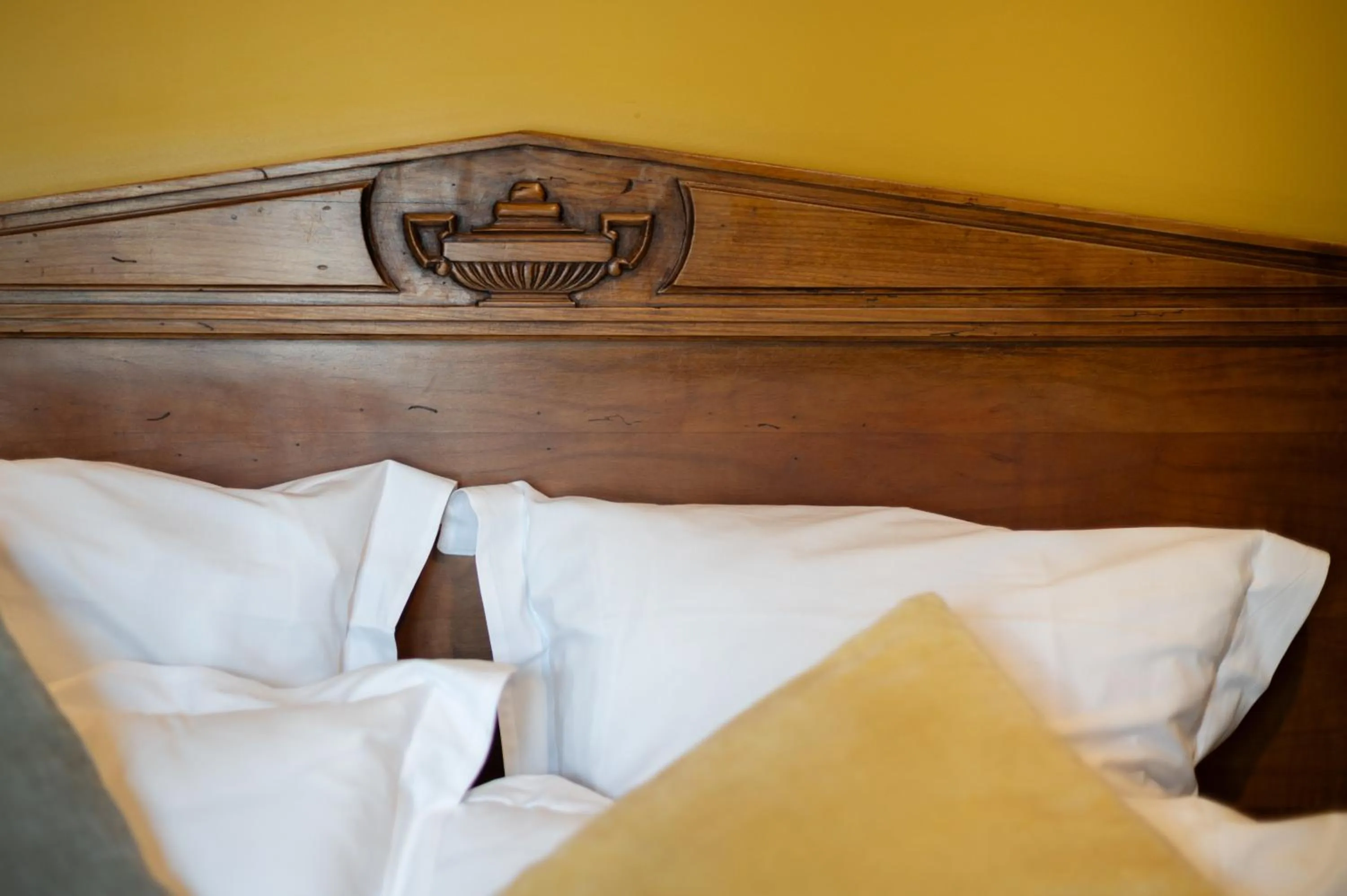 Decorative detail, Bed in Hôtel La Couleuvrine Sarlat Centre Ville