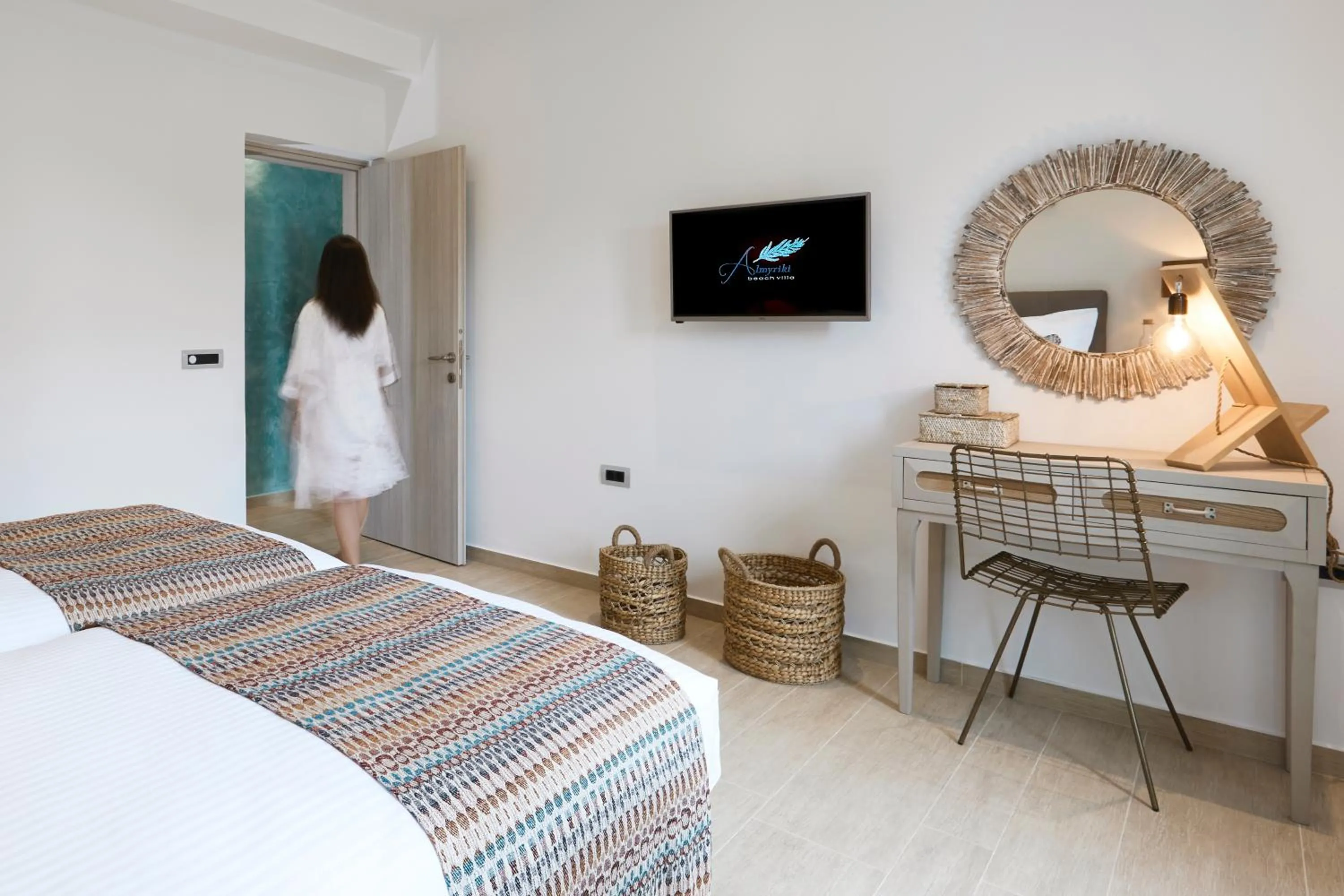 Time of day, Bed in Almyriki Beach Villa