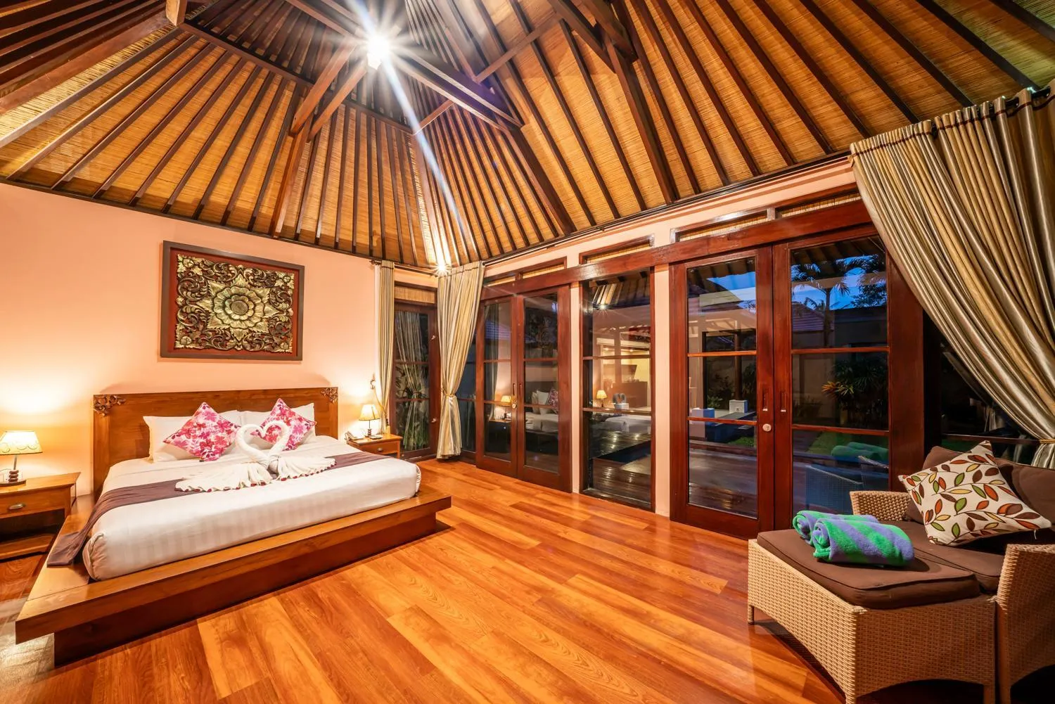 Bed in The Kampung Ubud Villa
