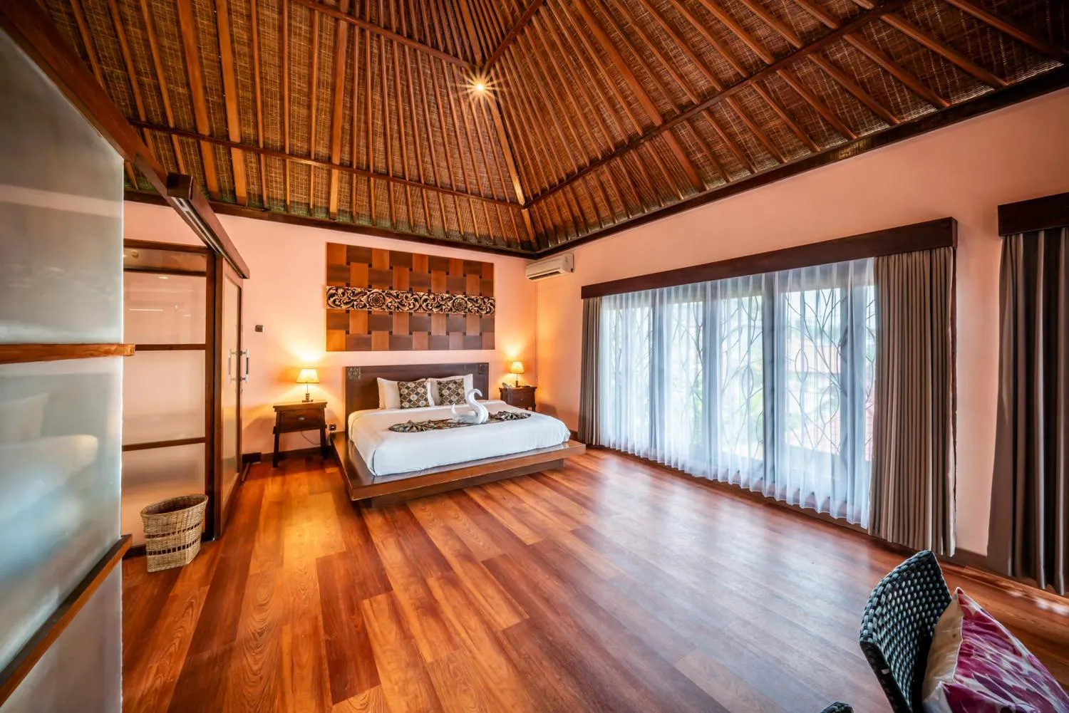 Bed in The Kampung Ubud Villa