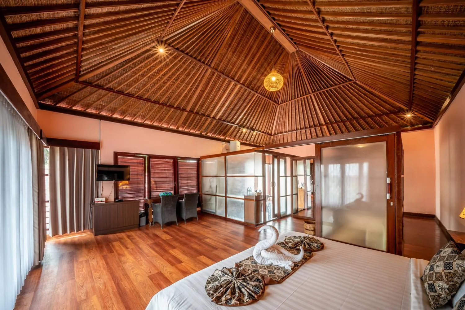 Bed in The Kampung Ubud Villa