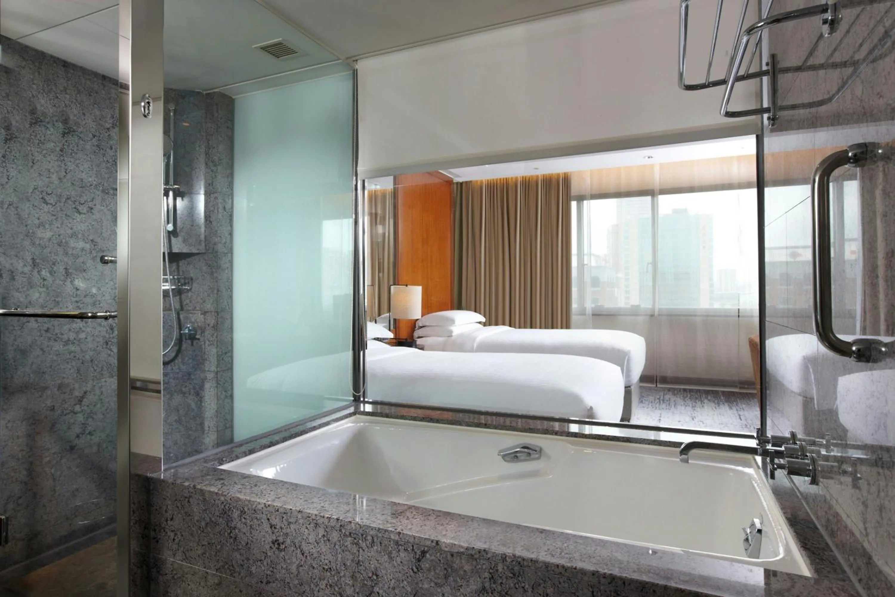 Bathroom, Bed in Sheraton Grand Taipei Hotel