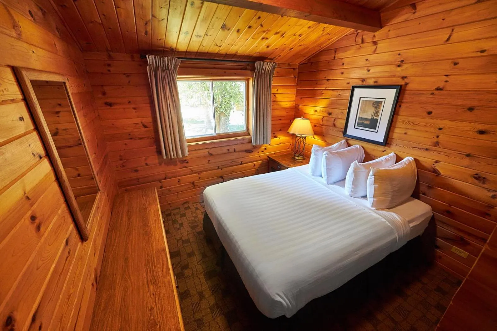 Bed in Castle Mountain Chalets