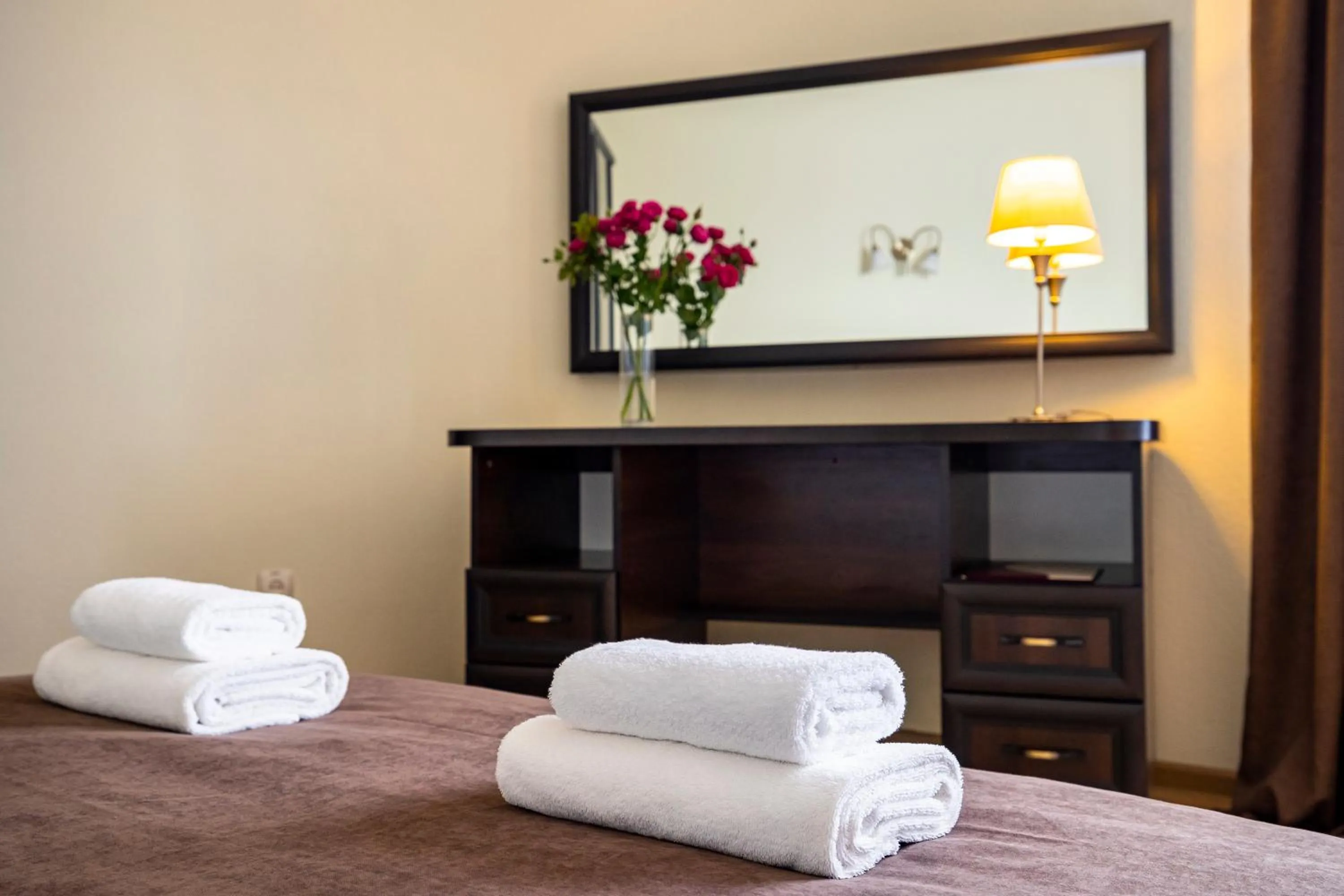 towels, Bed in Hotel Galaktika