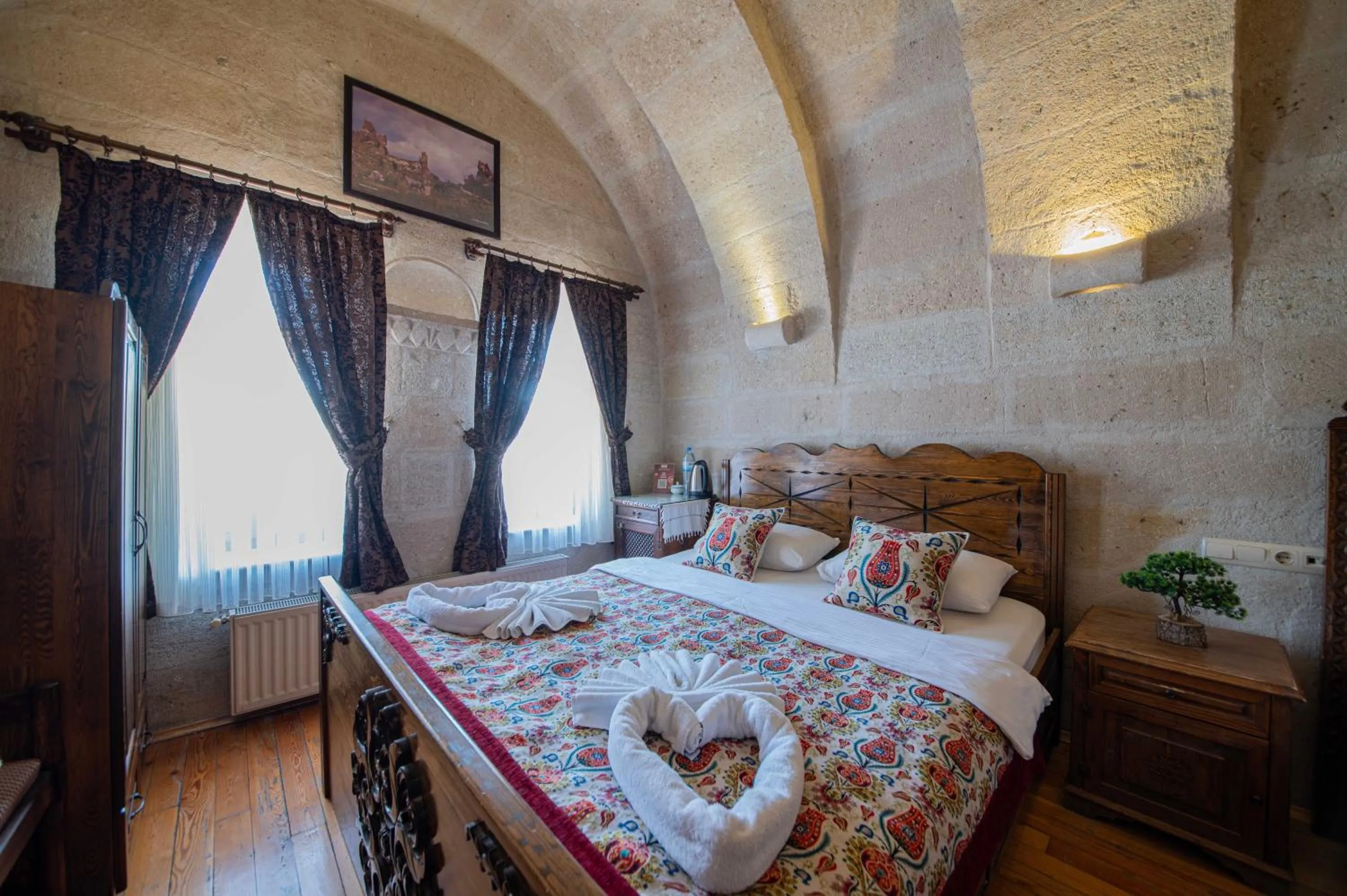 Bed in Safran Cave Hotel