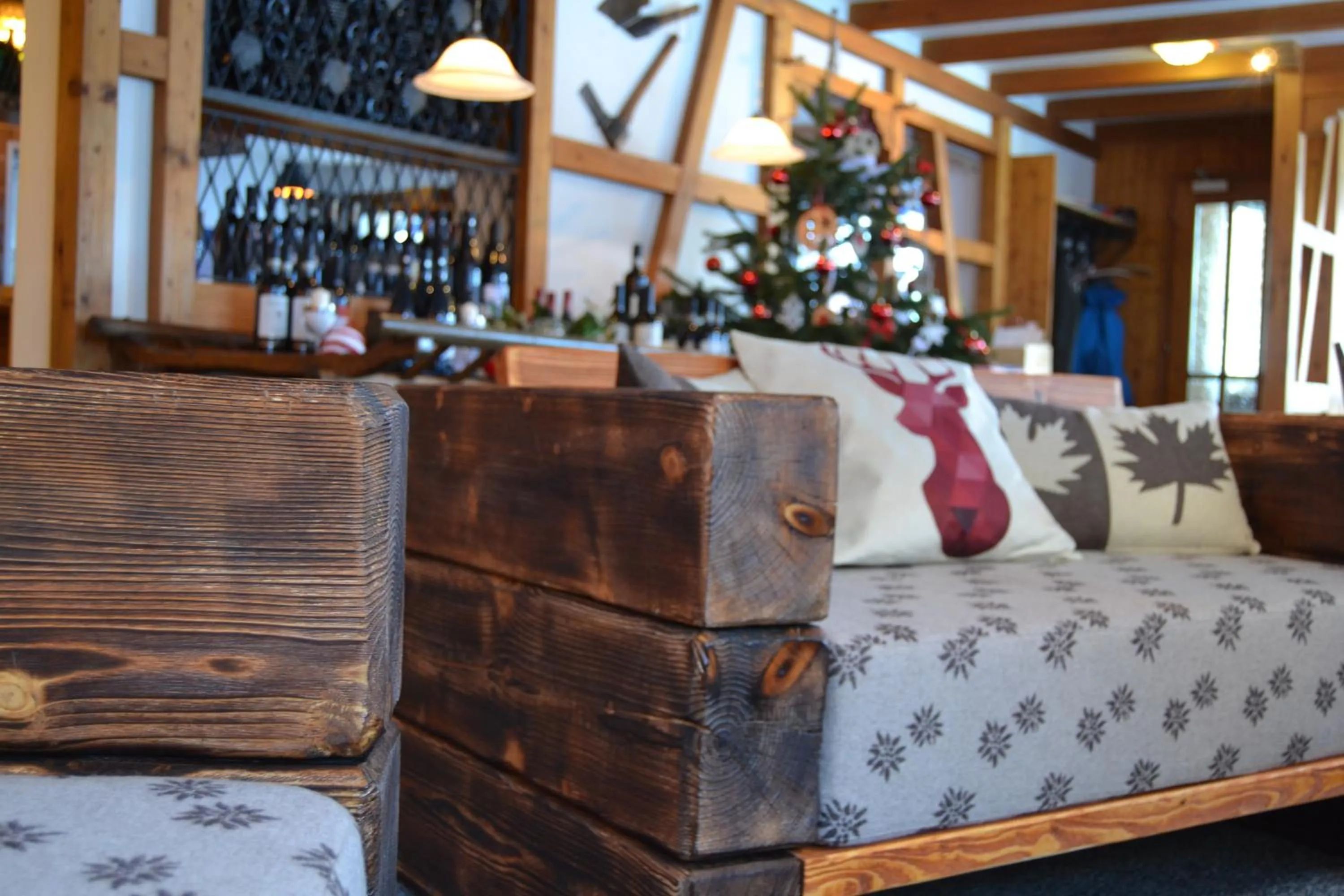 Communal lounge/ TV room in Mountain Lodge Sedrun