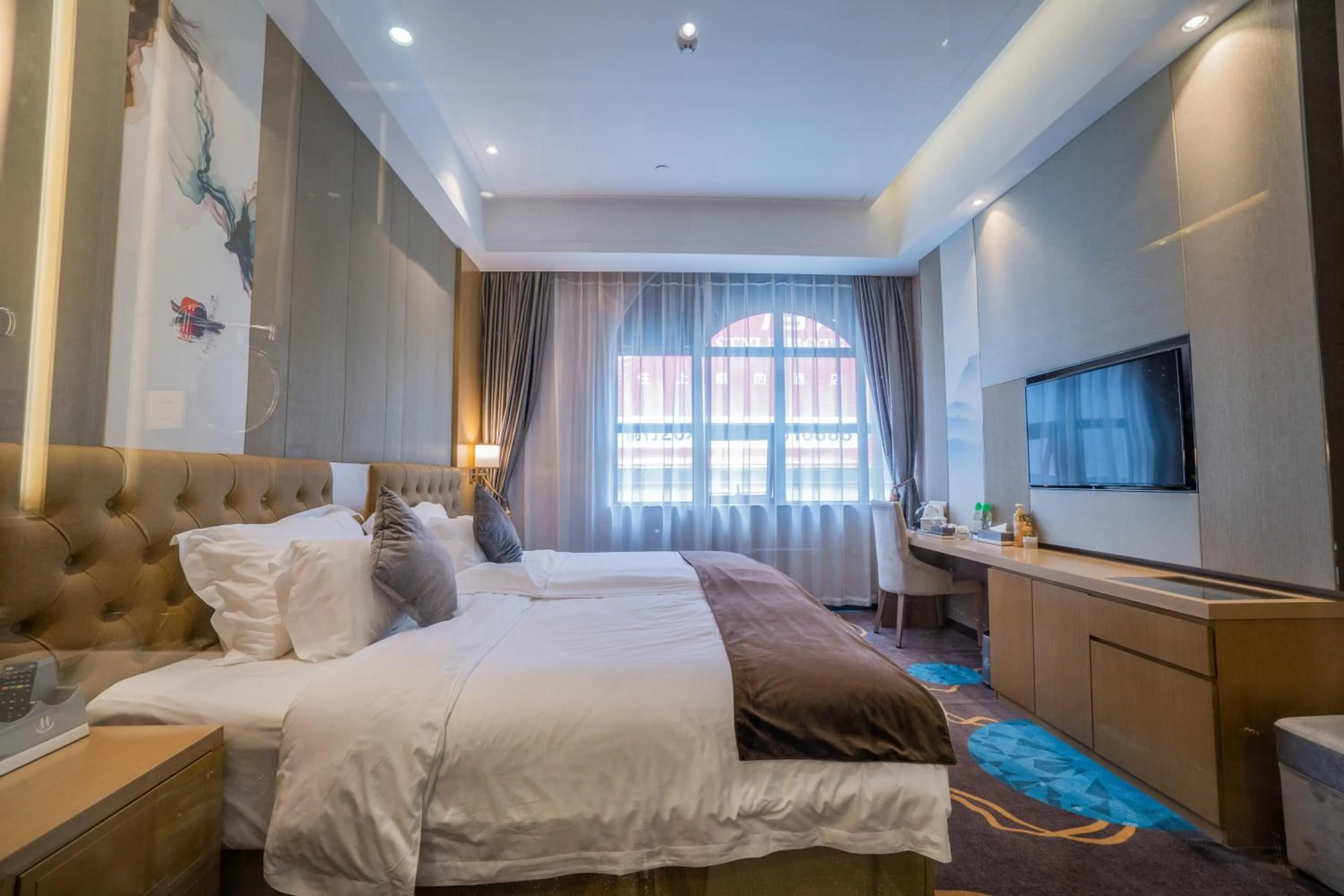 Bed in Taishan He Style Hotel
