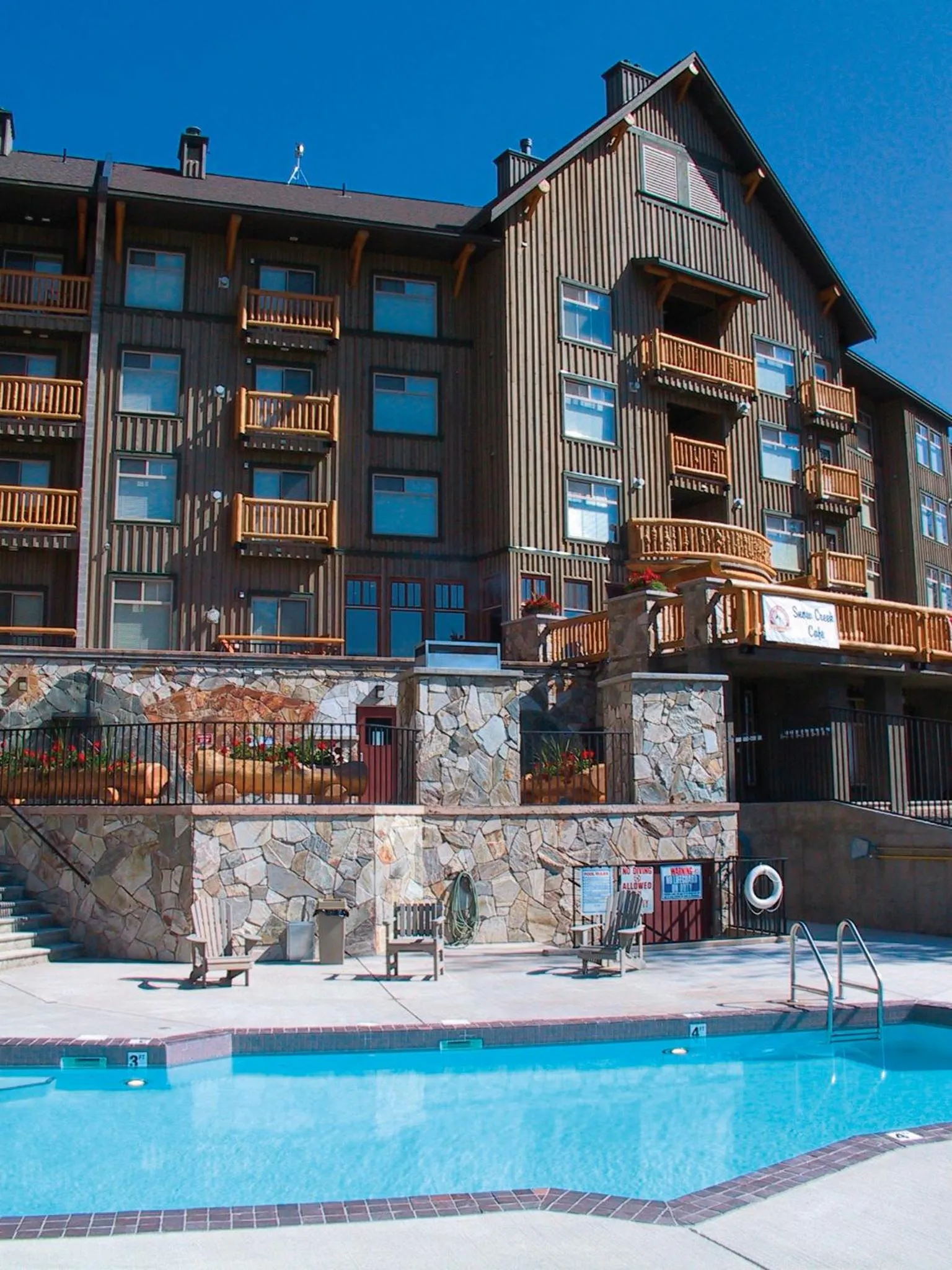Patio in Snow Creek Lodge by Fernie Lodging Co
