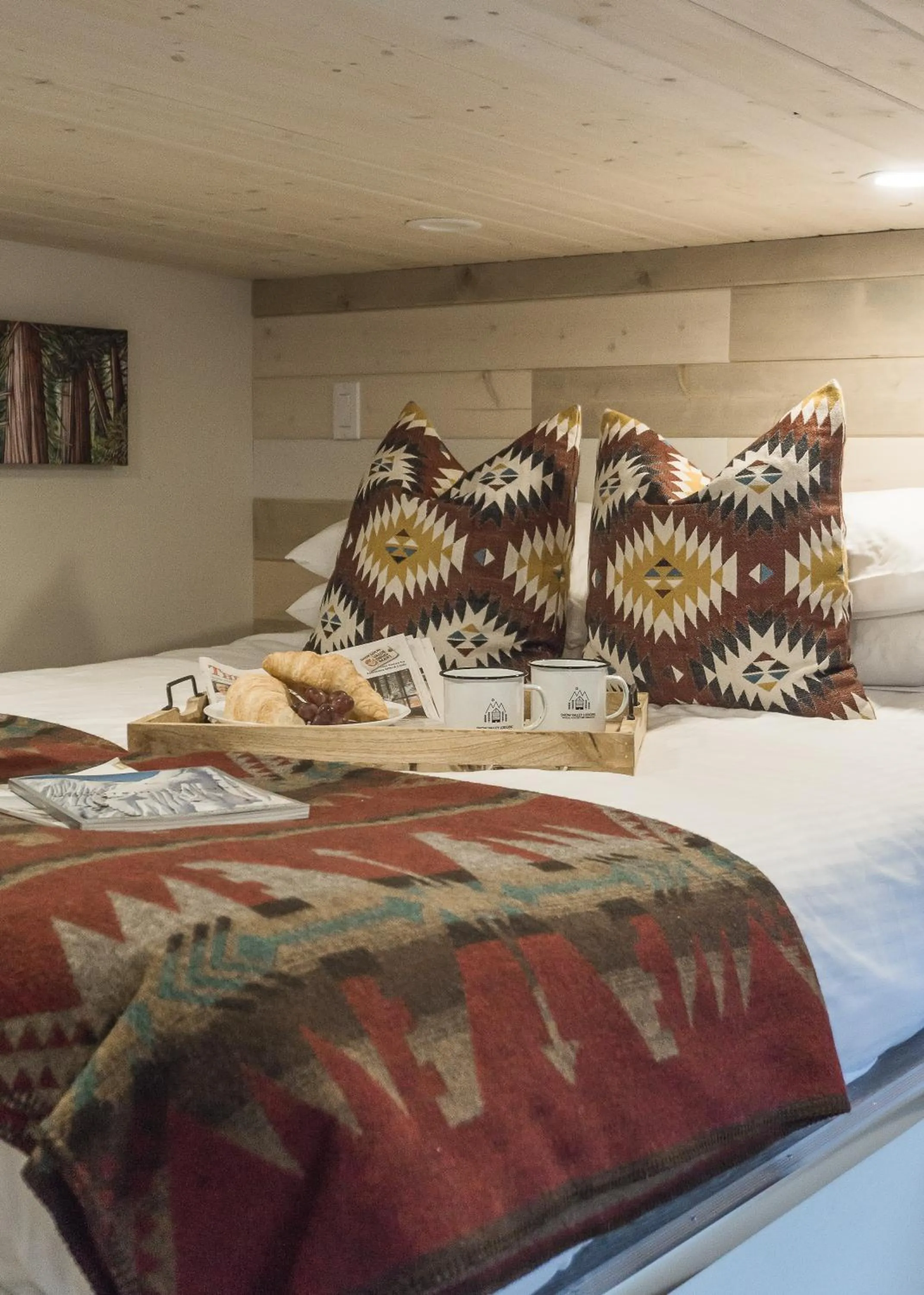 Bed in Snow Valley Lodging