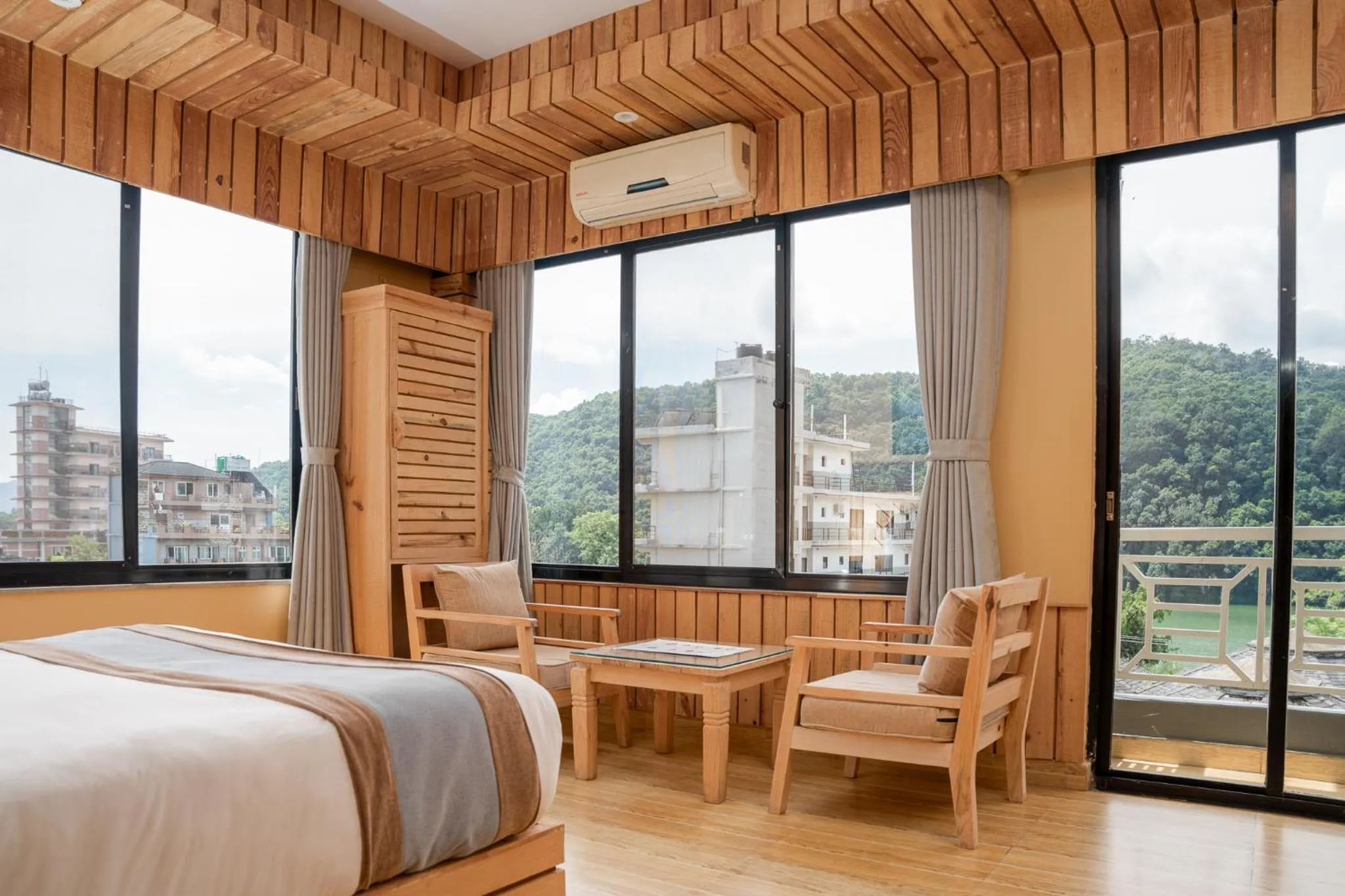 View (from property/room), Bed in Trekkers Inn Boutique Hotel Pokhara