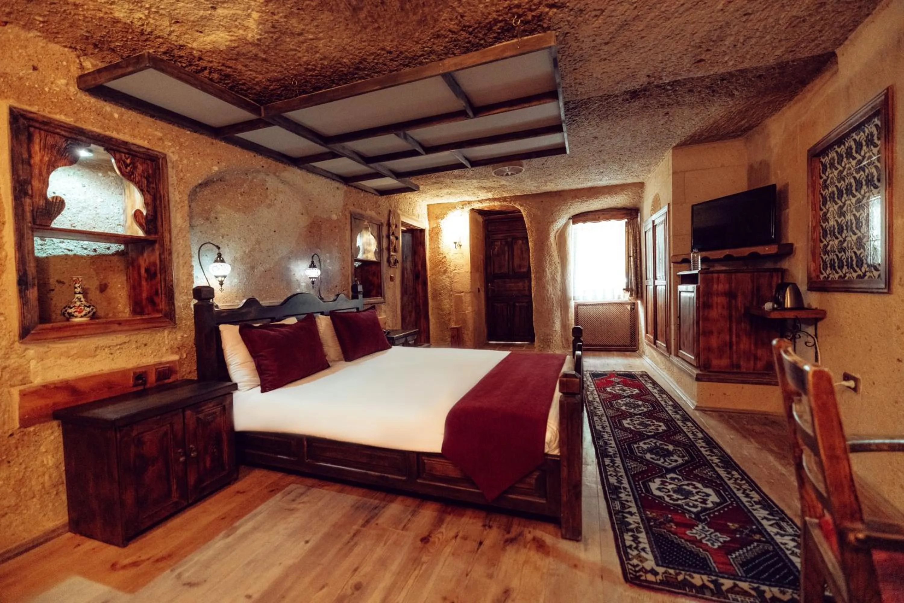 Bed in Melis Cave Hotel