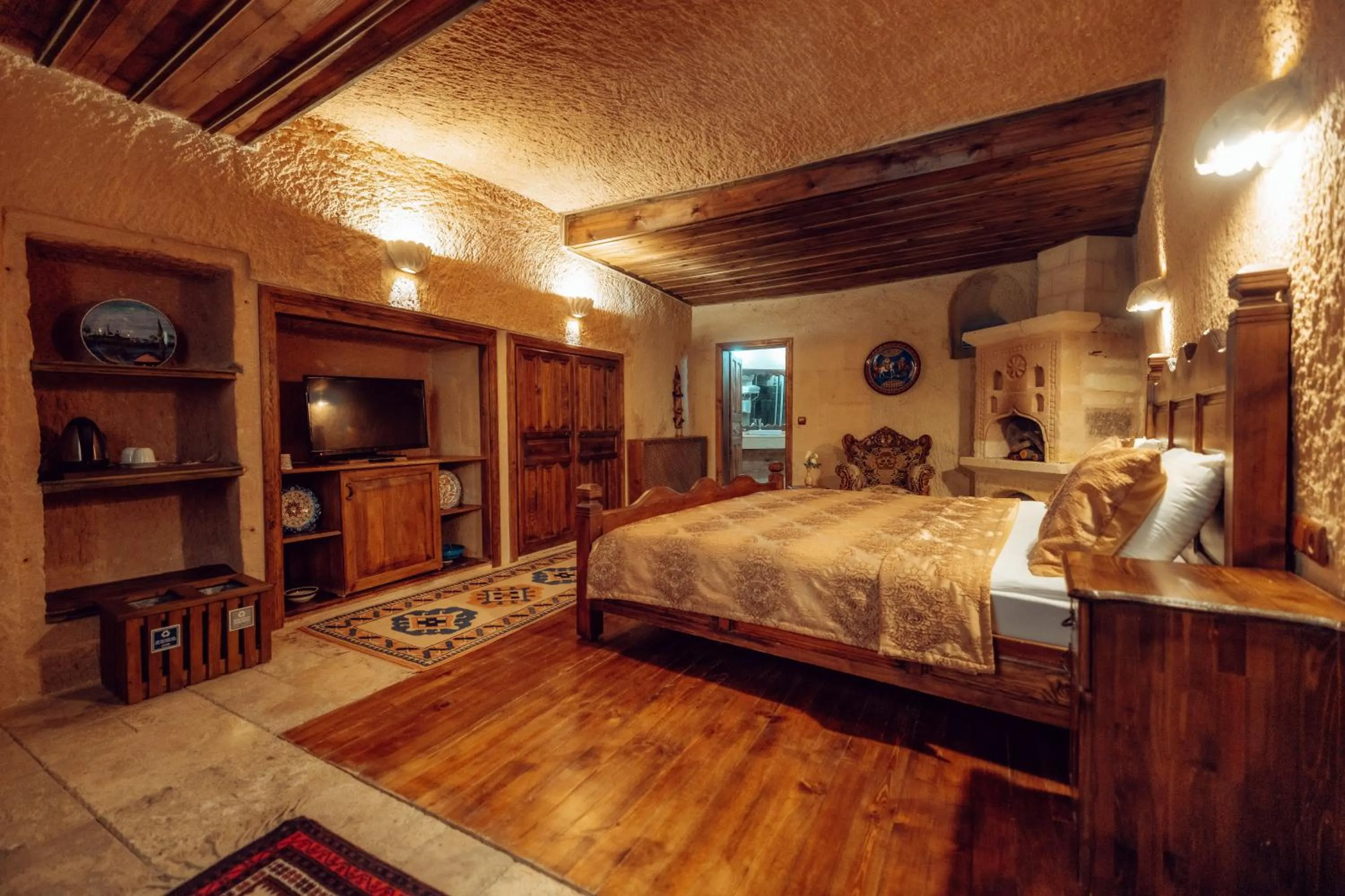 Bed in Melis Cave Hotel