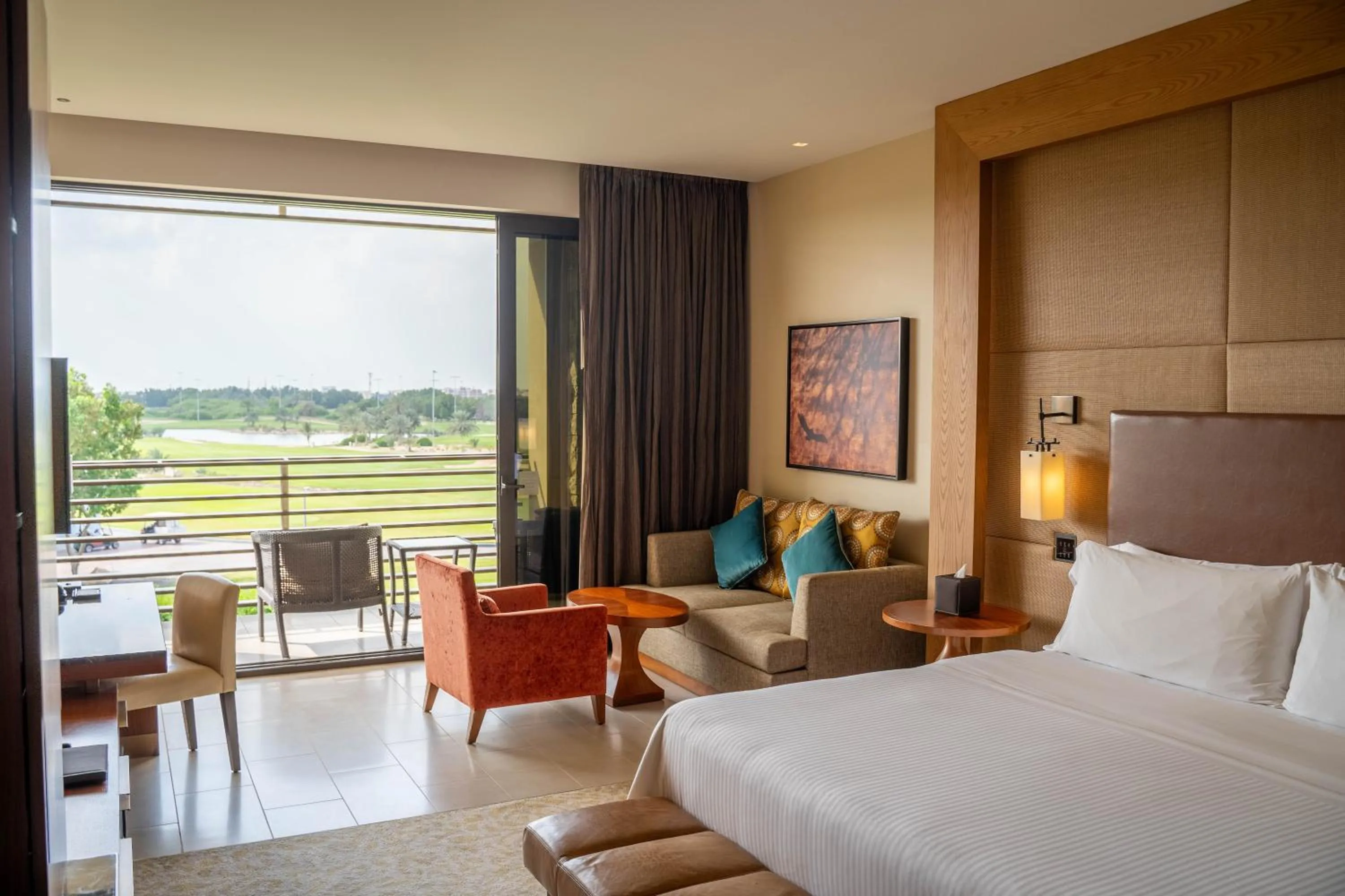 View (from property/room), Bed in VOGO Abu Dhabi Golf Resort & Spa Formerly The Westin Abu Dhabi Golf Resort & Spa