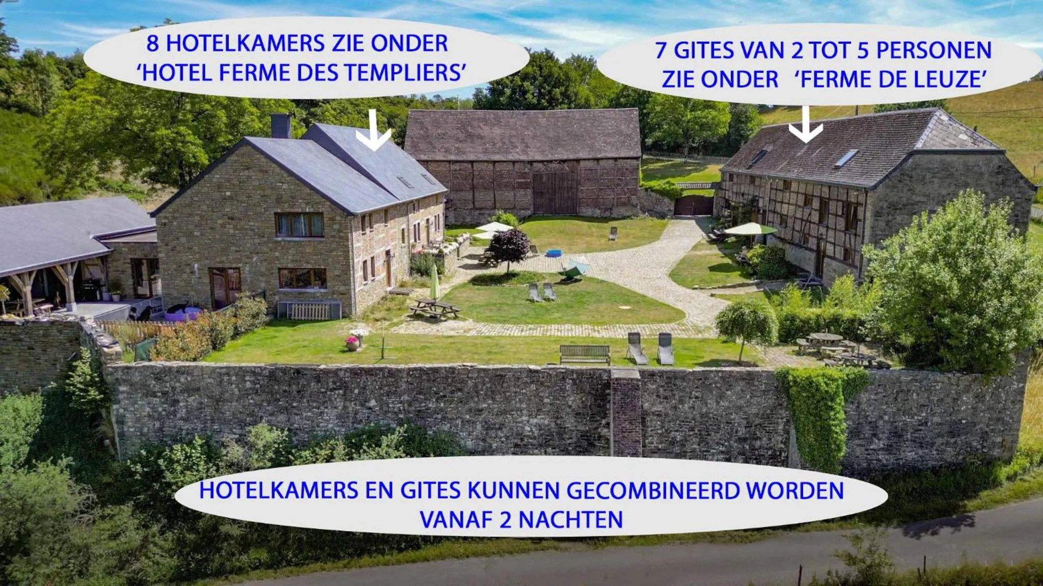B&B Ferme de Leuze Rustieke Gîtes nabij Durbuy, eigen laadpalen