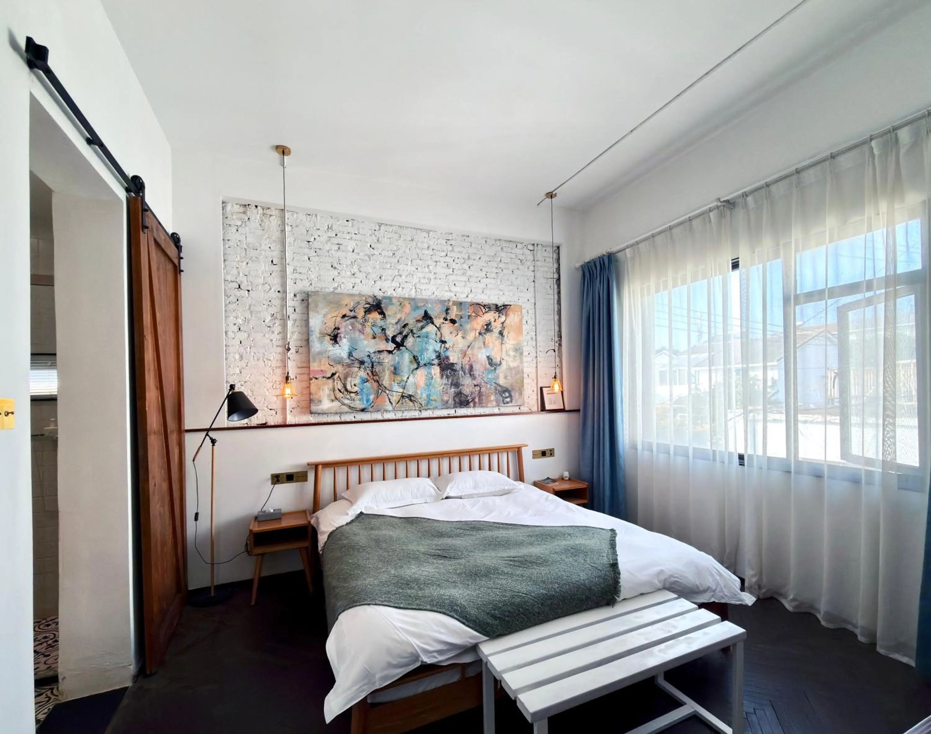 Bedroom, Bed in Suzhou Unique Space Design Art Hotel