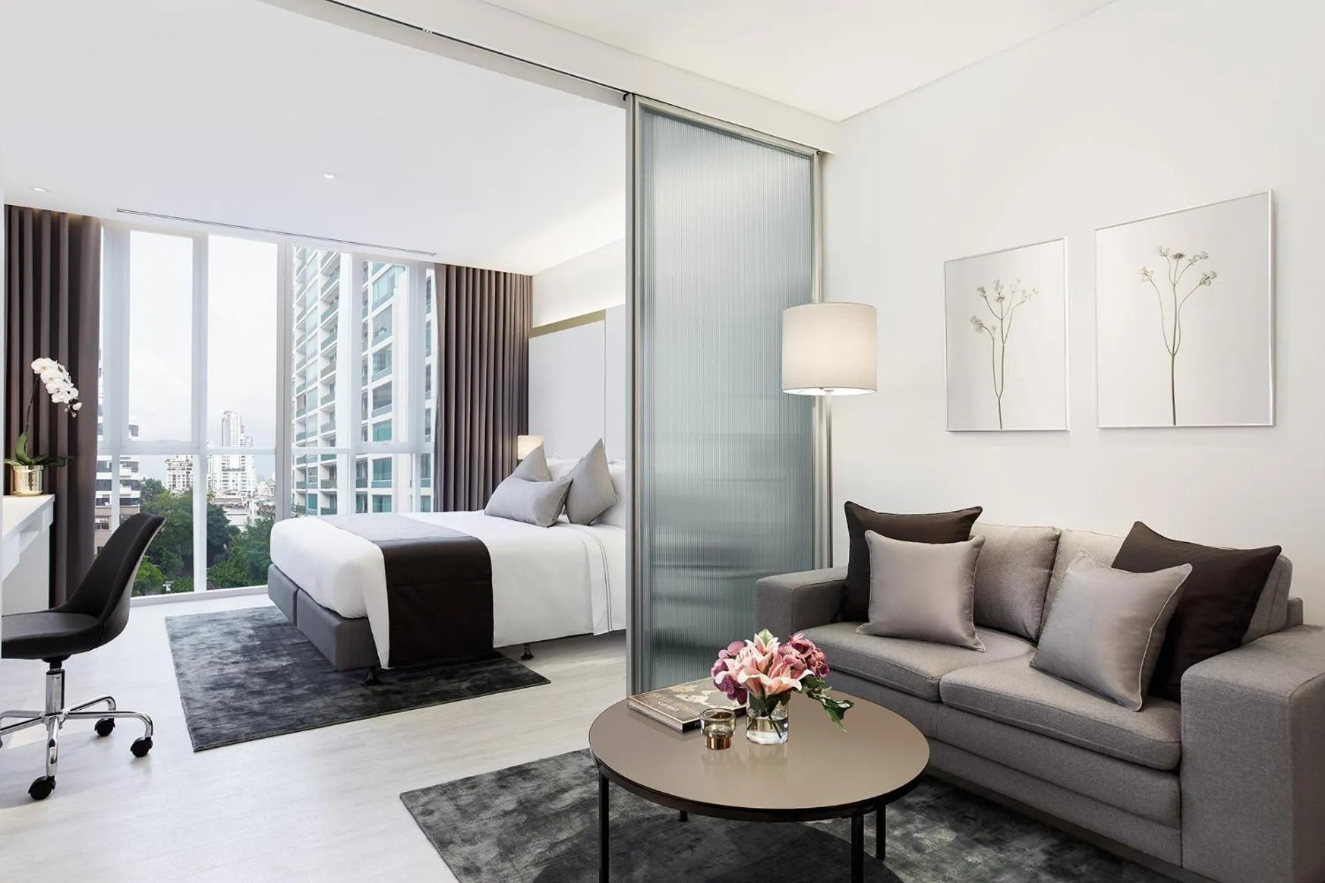 Living room, Bed in Somerset Maison Asoke Bangkok