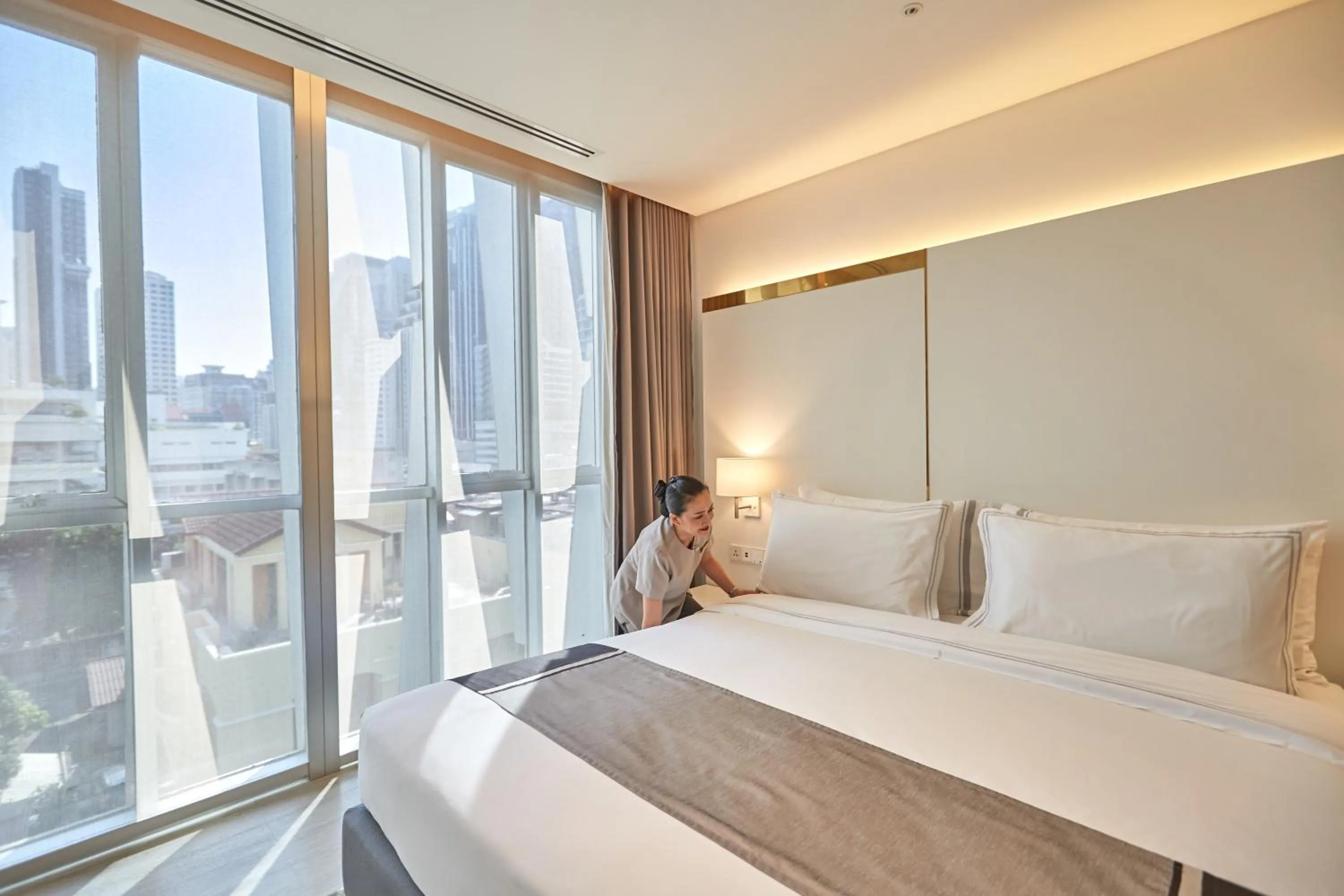 View (from property/room), Bed in Somerset Maison Asoke Bangkok