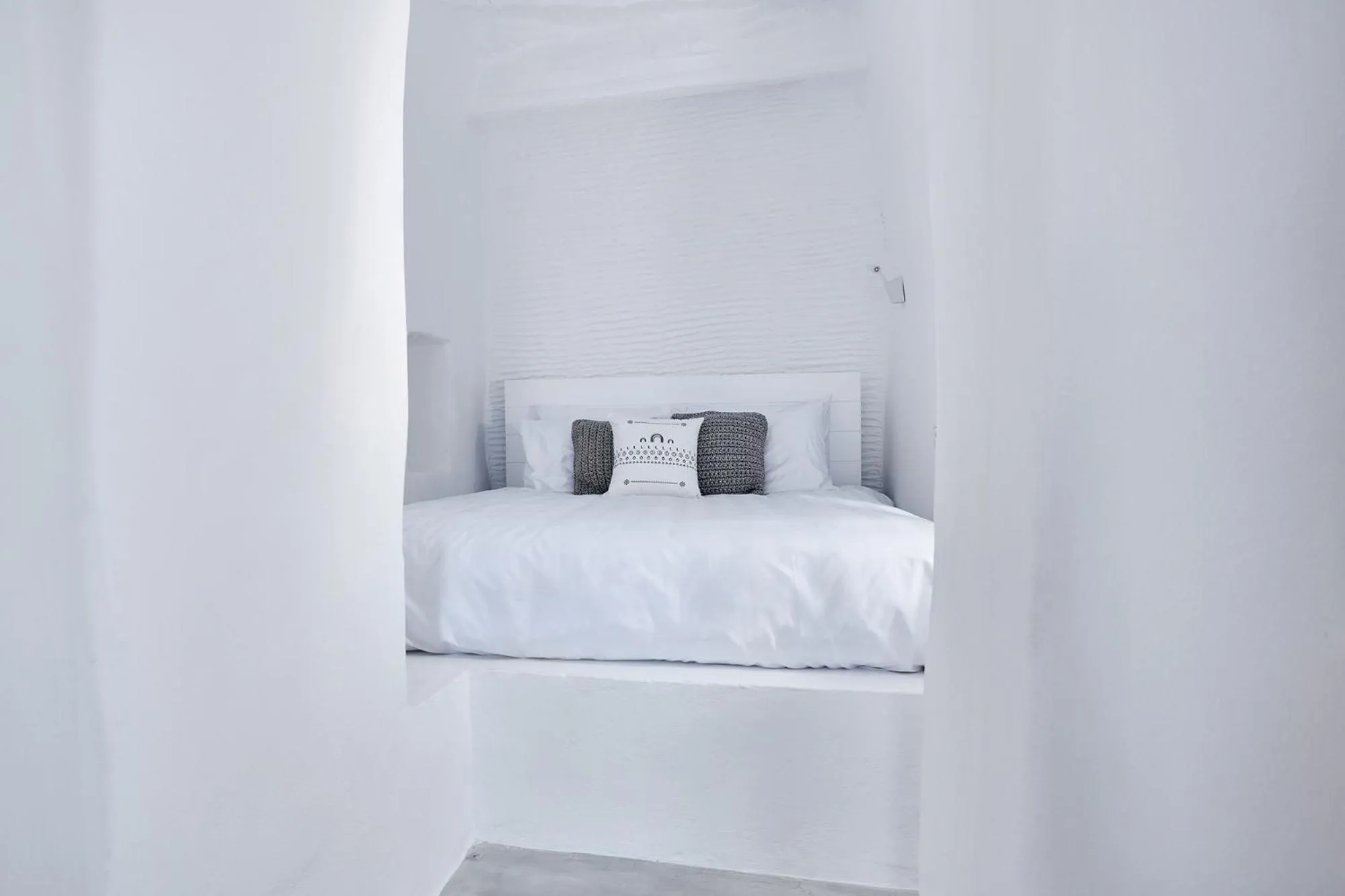 Bedroom, Bed in Living Theros Luxury Suites