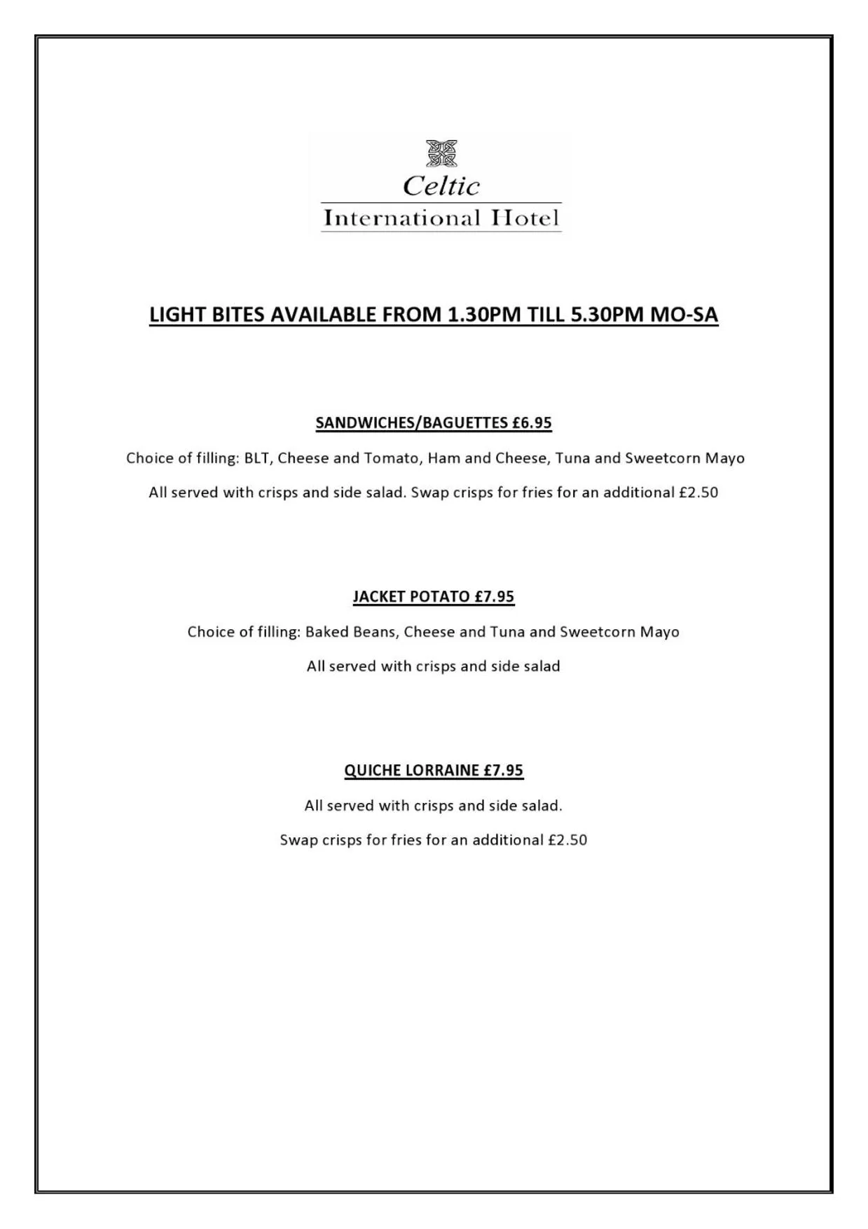 Restaurant/places to eat in Celtic International Hotel Cardiff Airport