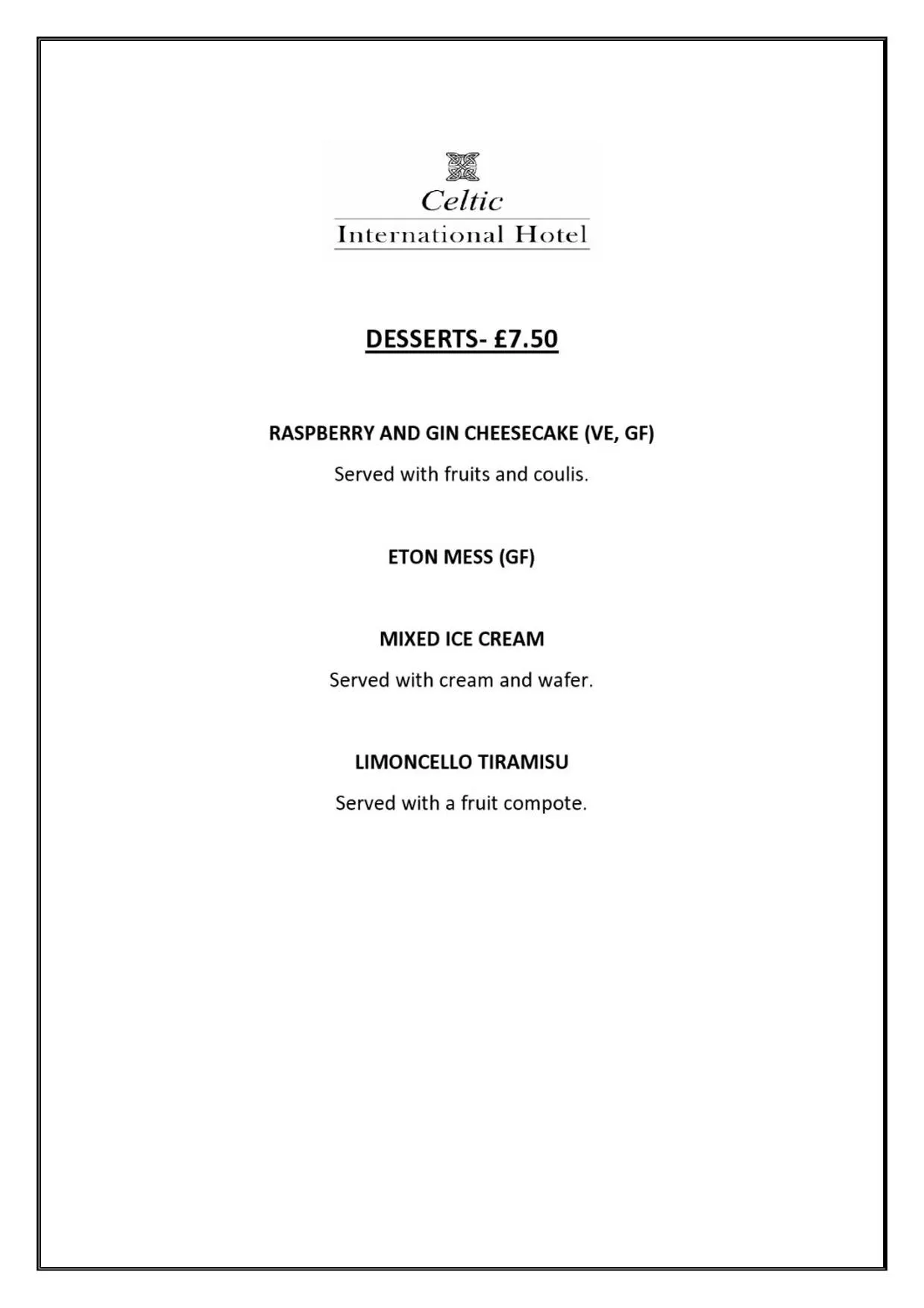 Restaurant/places to eat in Celtic International Hotel Cardiff Airport