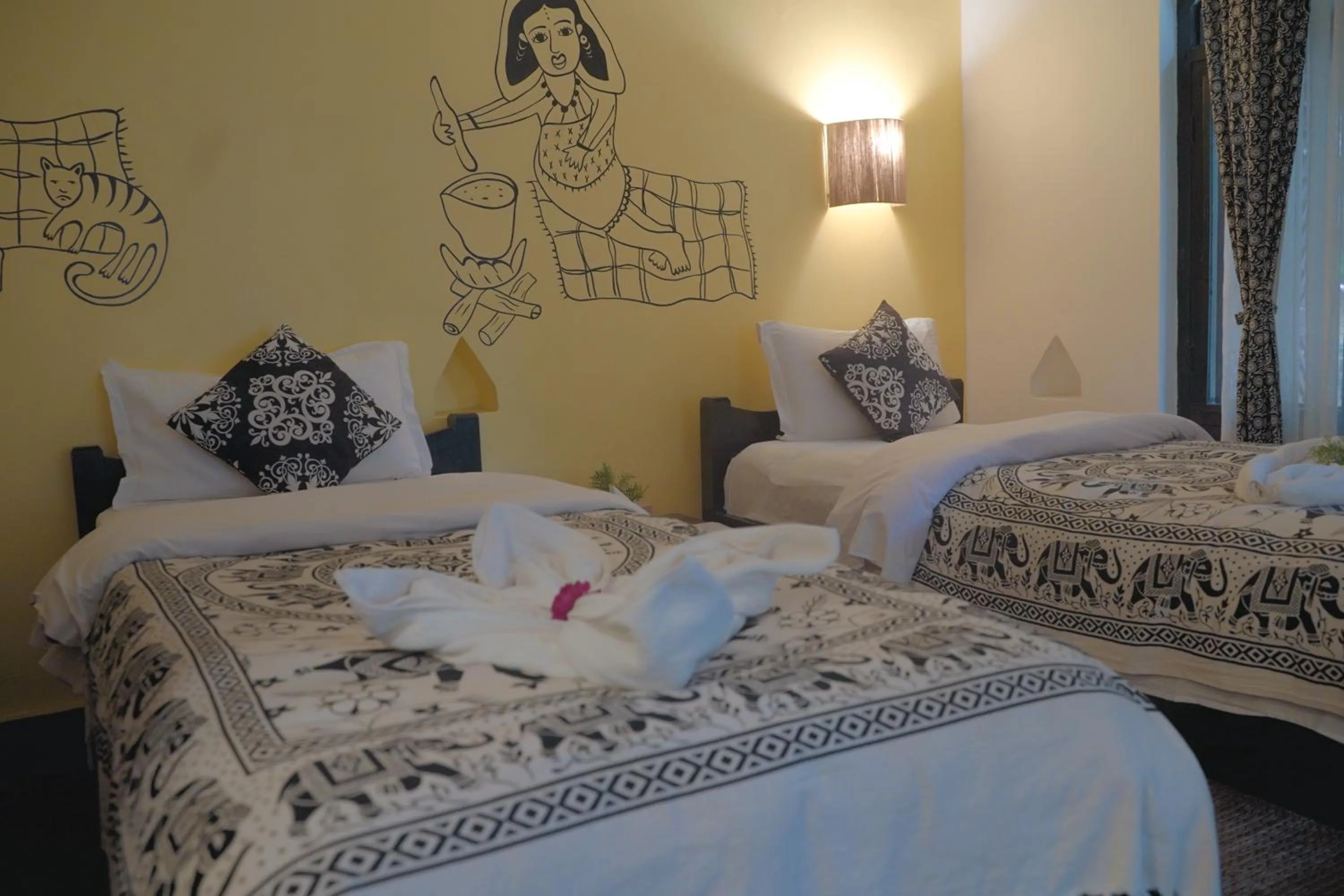 Bed in Sapana Village Lodge