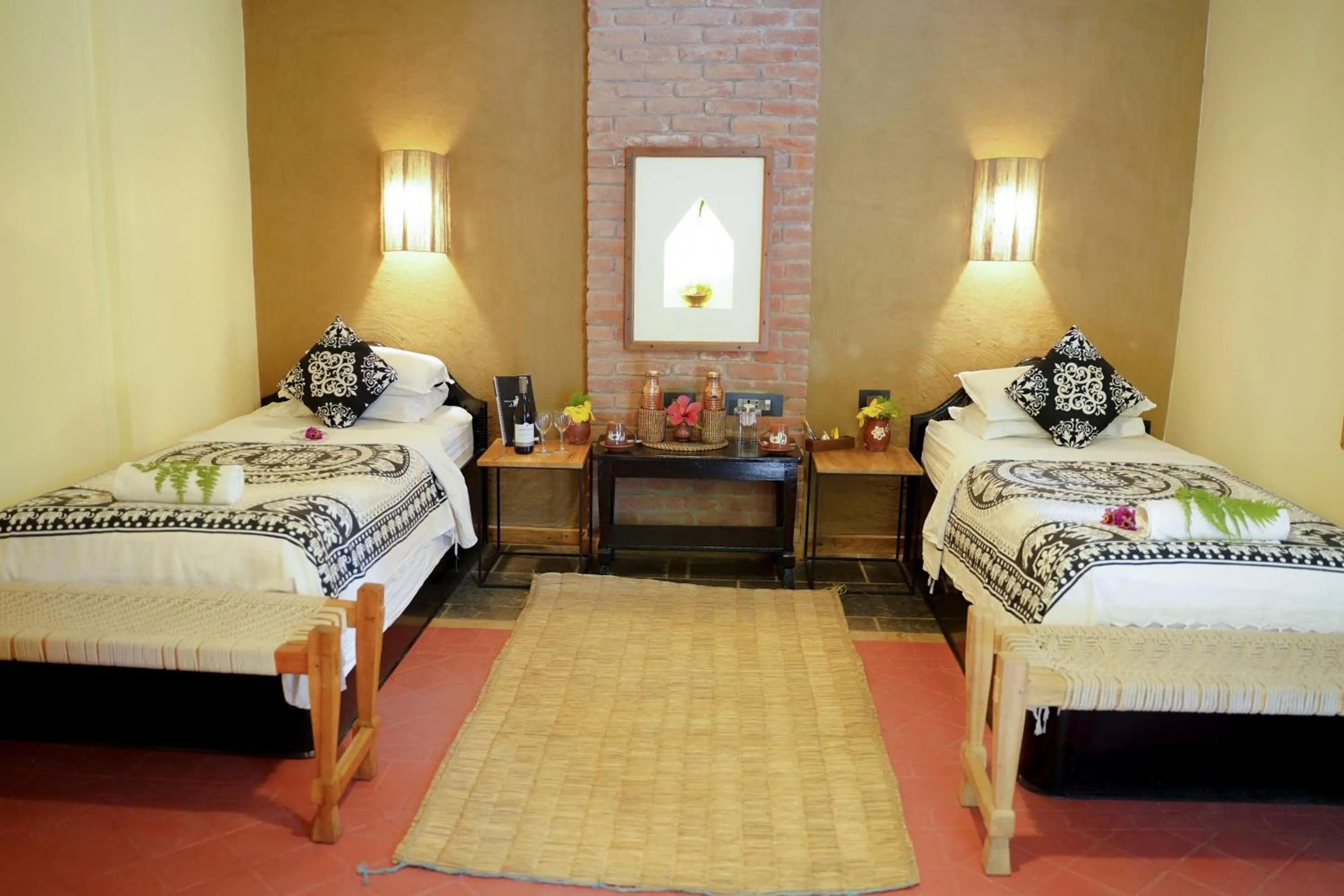 Bed in Sapana Village Lodge