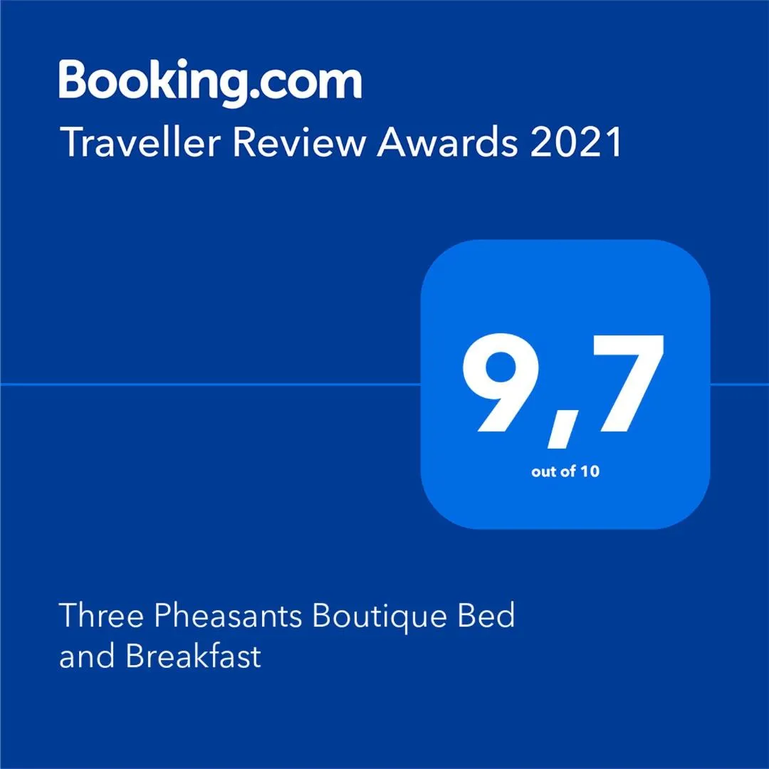 Text overlay in Three Pheasants Boutique Bed and Breakfast